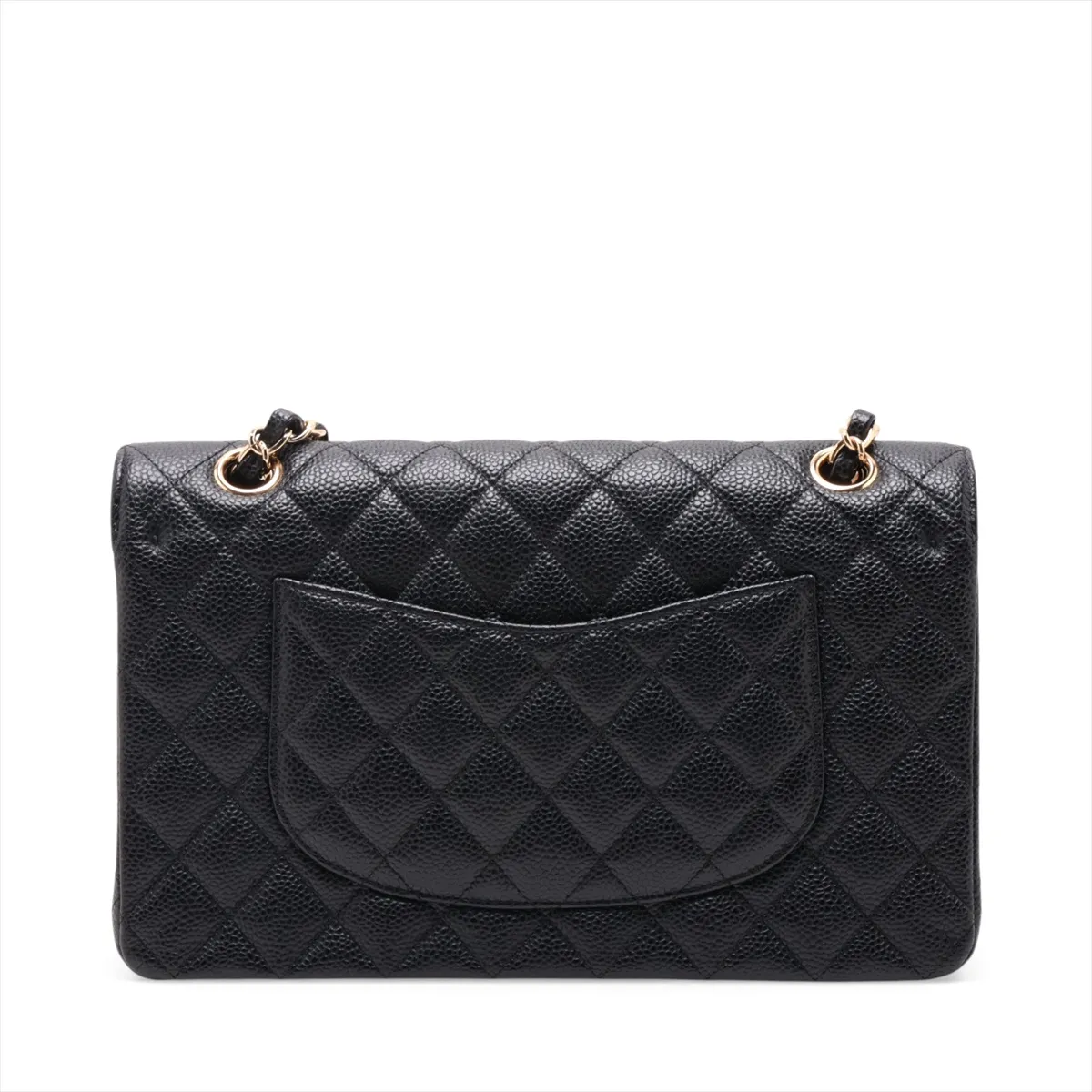 [Individually packaged] Chanel Matelassé 25 Caviar Skin Double Flap Double Chain Bag, Black with Gold Hardware, 21458428, Serial Number 21, A01112 — view 2