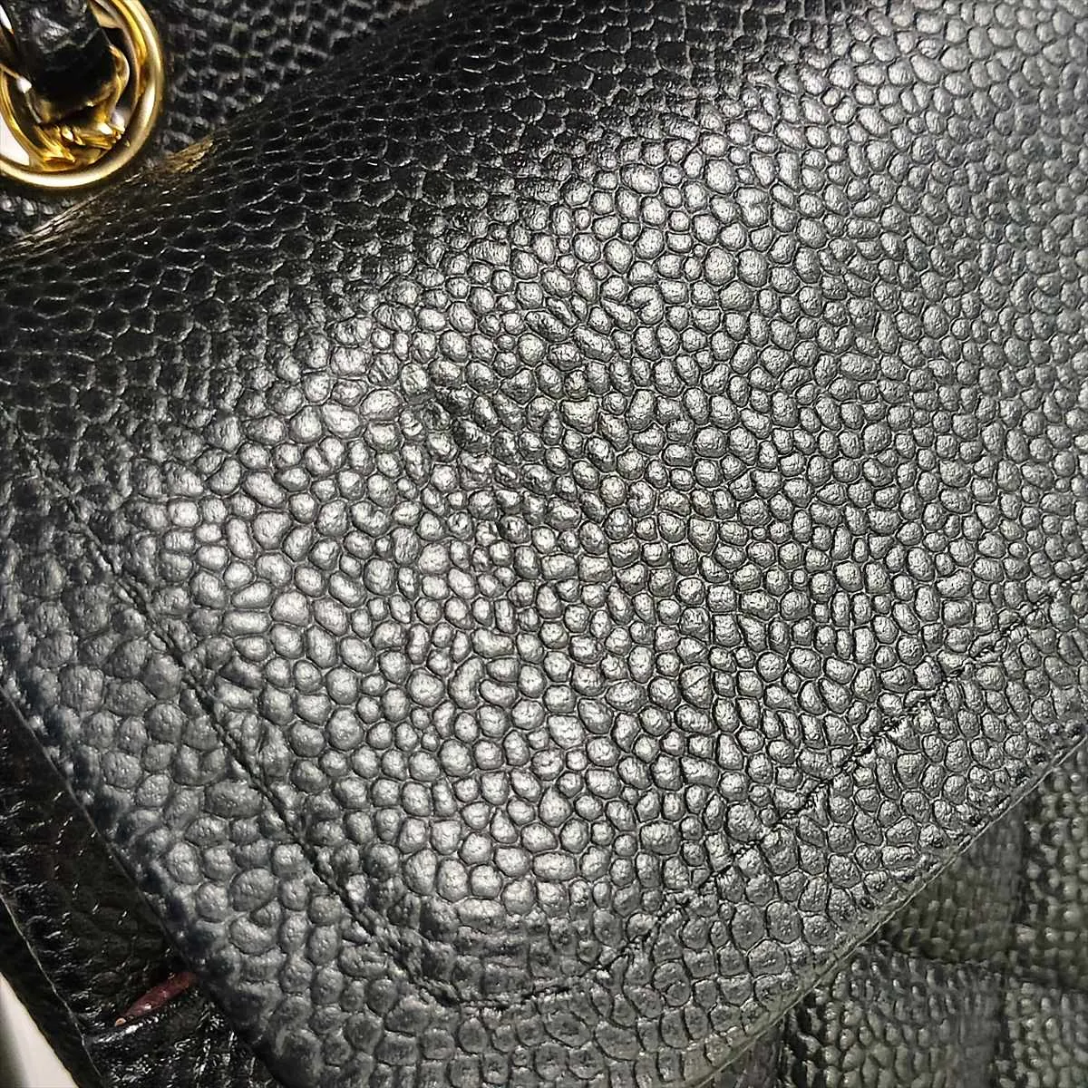 [Individually packaged] Chanel Matelassé 25 Caviar Skin Double Flap Double Chain Bag, Black with Gold Hardware, 21458428, Serial Number 21, A01112 — view 14