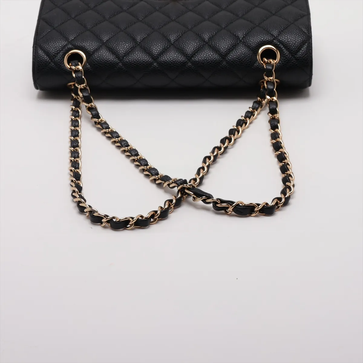 [Individually packaged] Chanel Matelassé 25 Caviar Skin Double Flap Double Chain Bag, Black with Gold Hardware, 21458428, Serial Number 21, A01112 — view 5