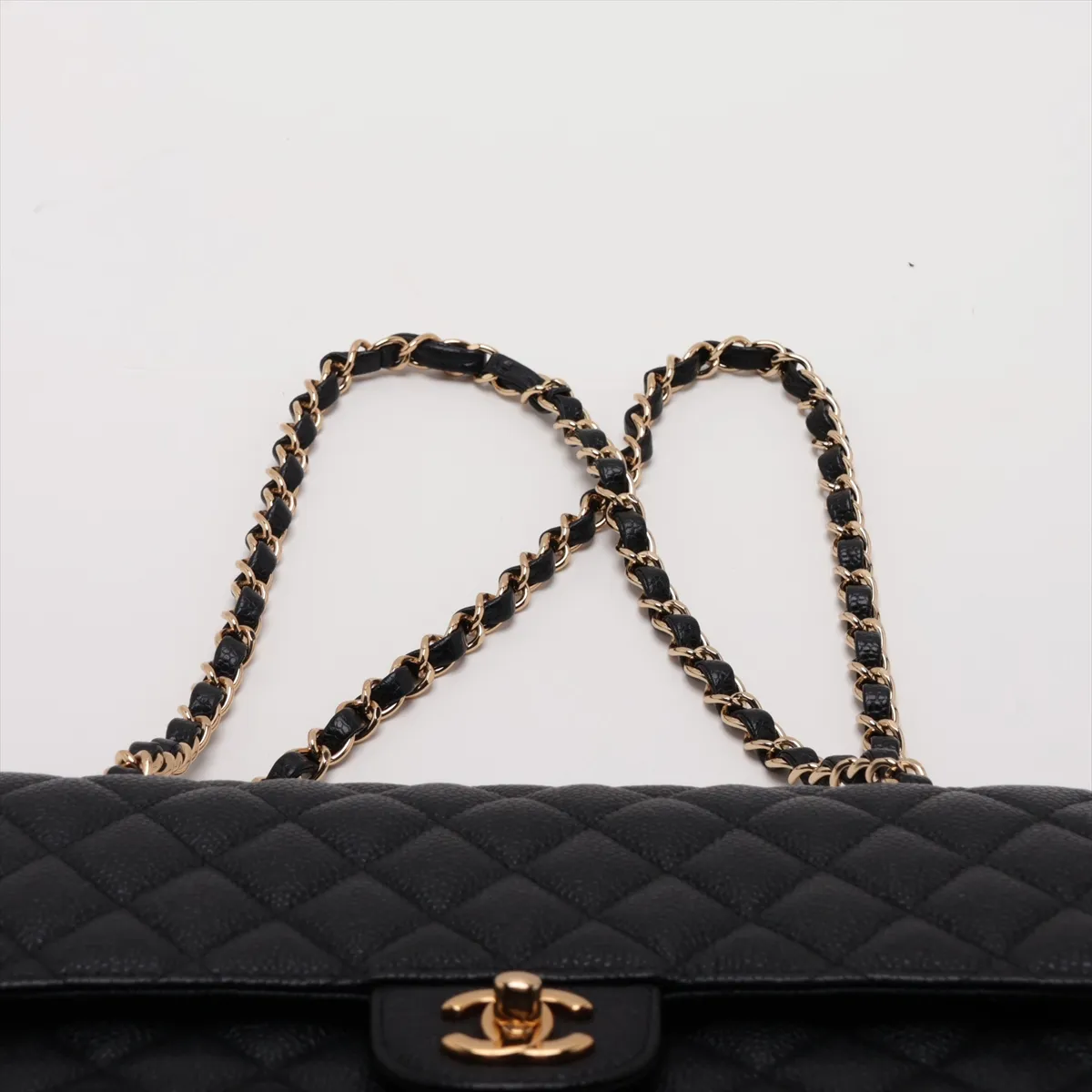 [Individually packaged] Chanel Matelassé 25 Caviar Skin Double Flap Double Chain Bag, Black with Gold Hardware, 21458428, Serial Number 21, A01112 — view 6