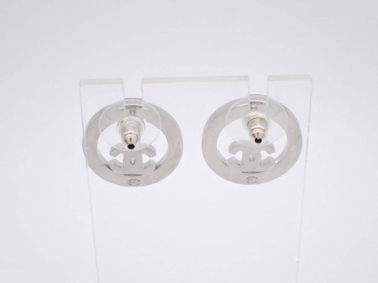 earrings, B22V, Coco Mark, rhinestone, round shape, 2cm wide. — view 2
