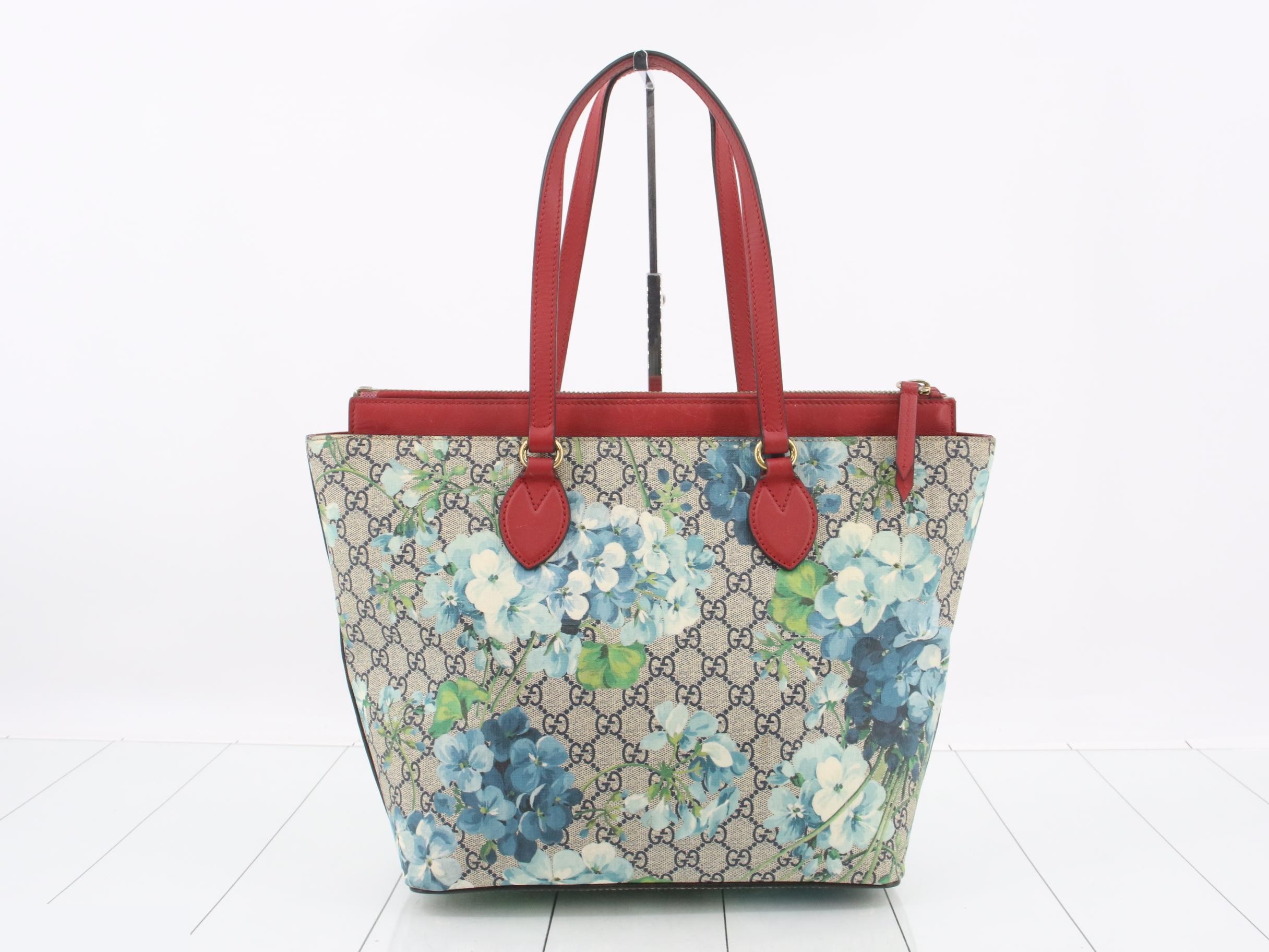 GG Supreme Blooms Tote Bag - Beige, Red, Gold Hardware — view 2
