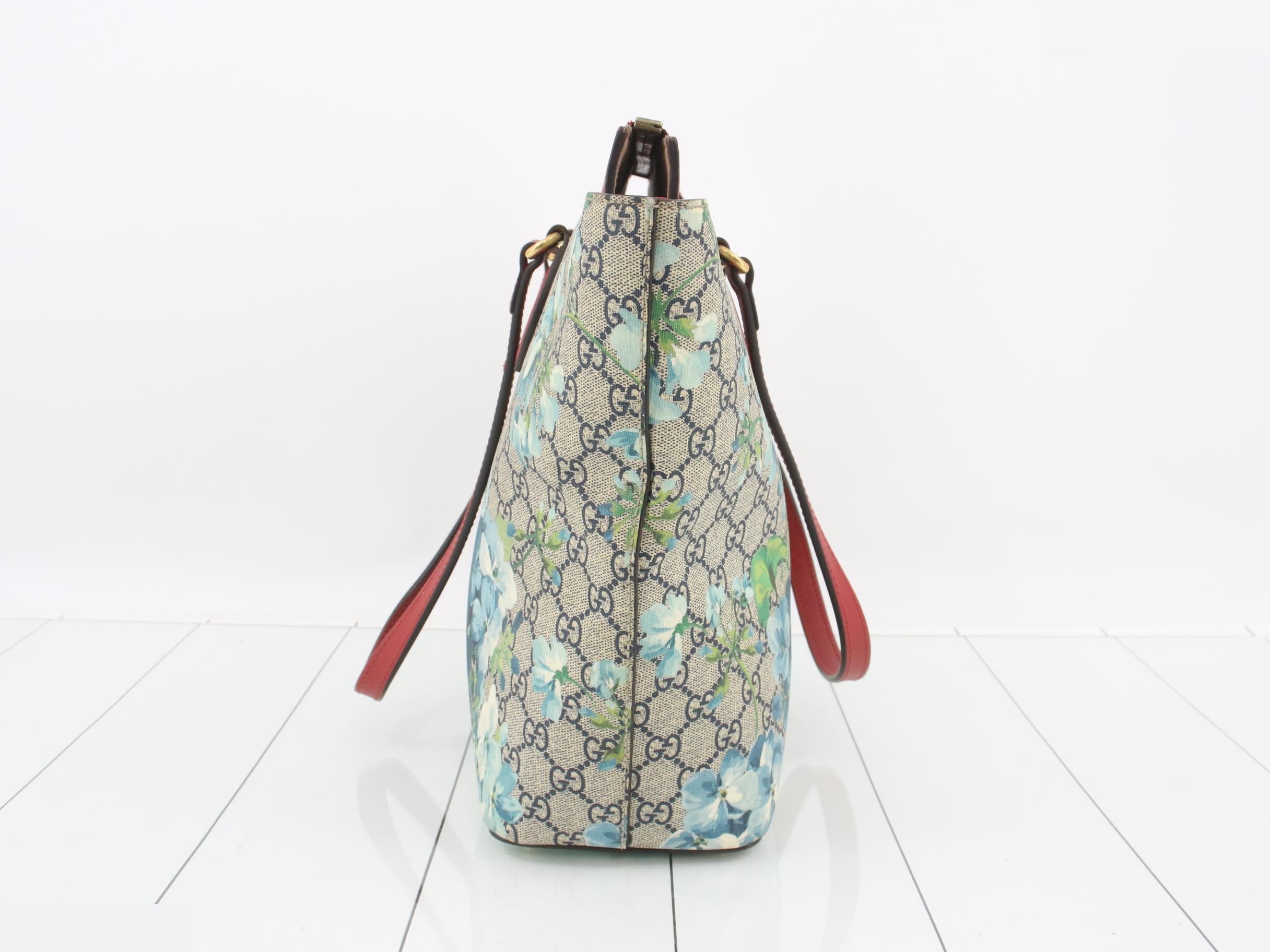GG Supreme Blooms Tote Bag - Beige, Red, Gold Hardware — view 3