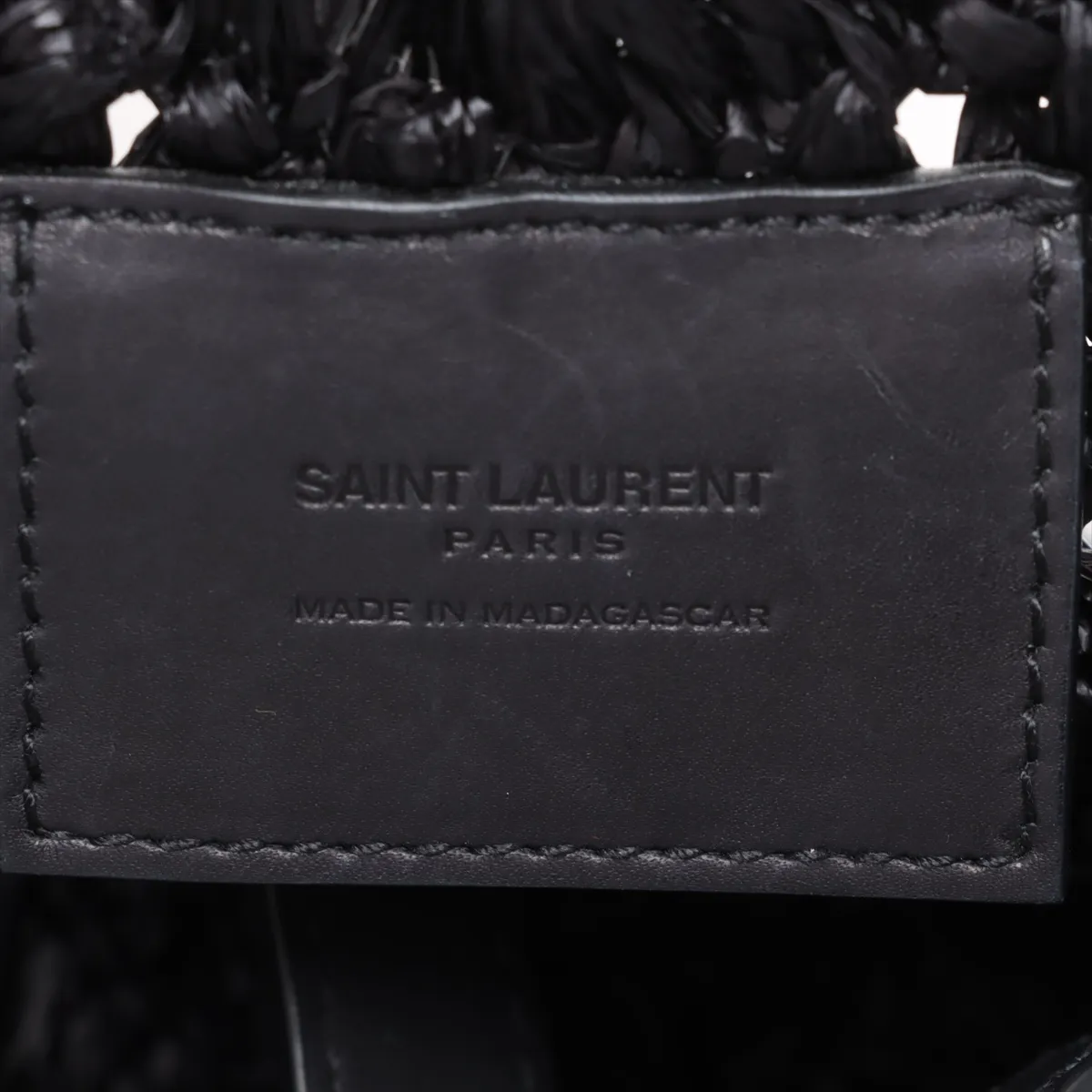 Panier Raffia x Leather Tote Bag, Black — view 8
