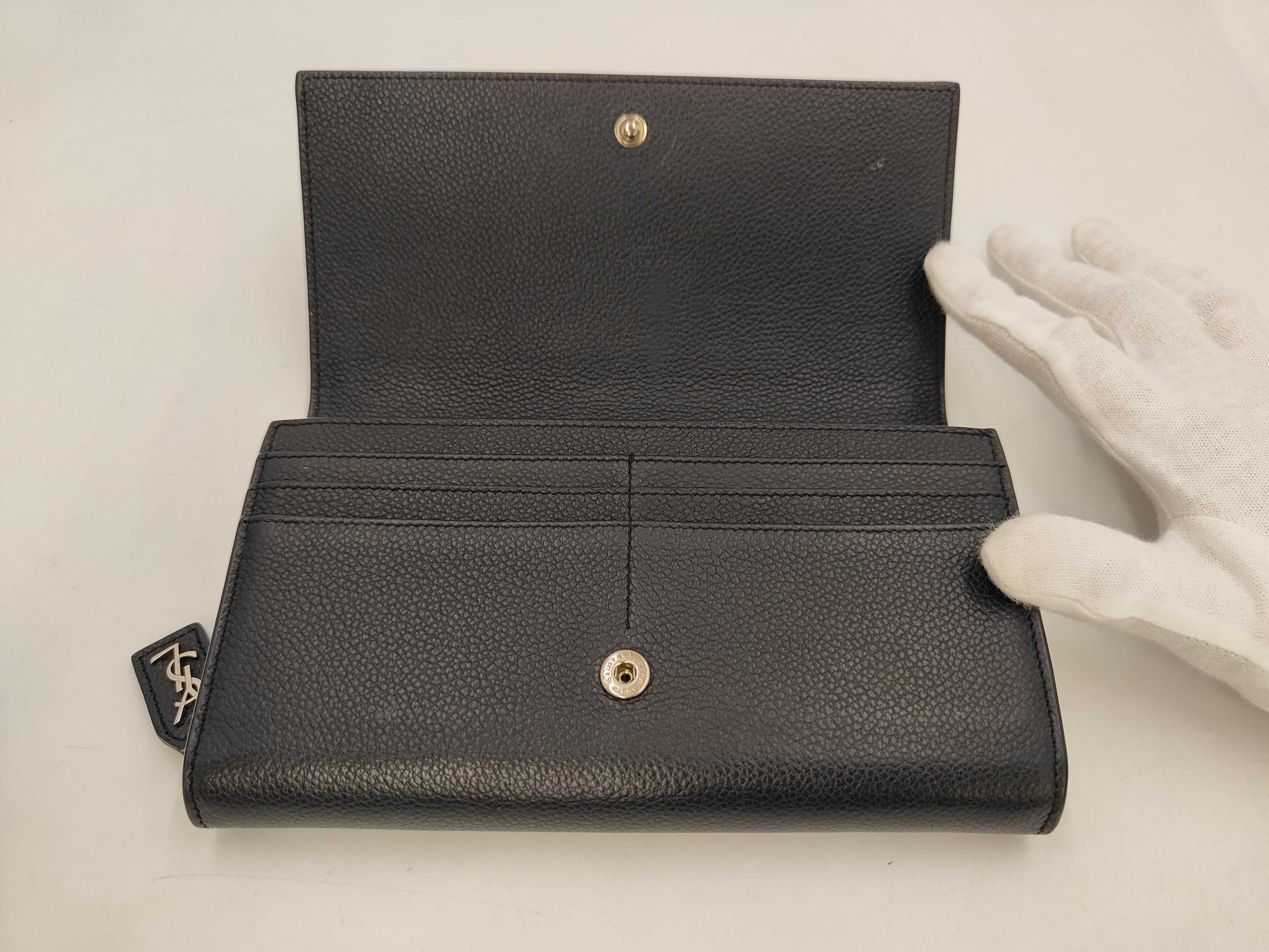 logo embossed YSL hardware long wallet — view 4