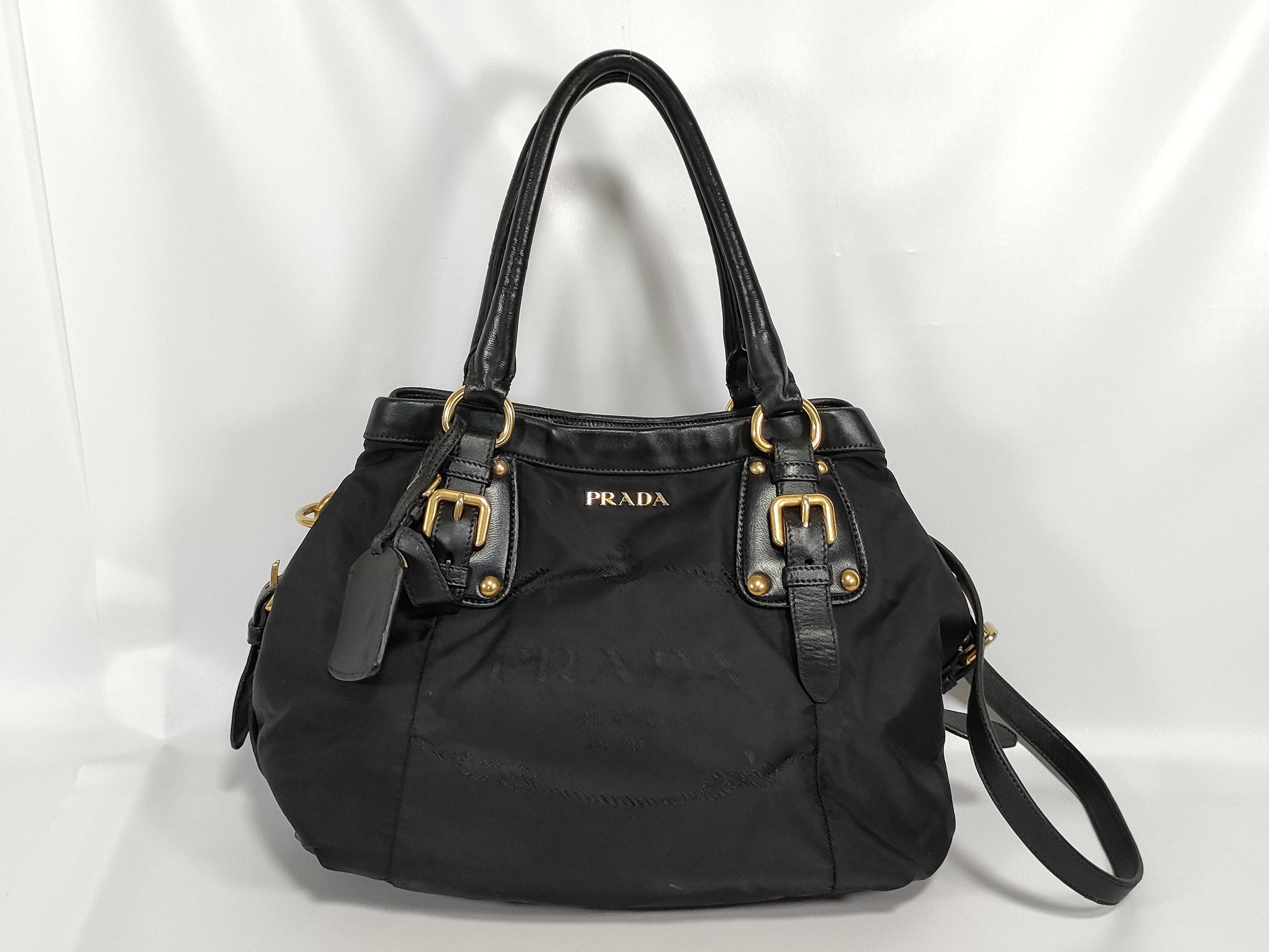 Tessuto Pocono Nylon Leather-Trimmed Buckle 2-Way Shoulder Bag (Handbag)