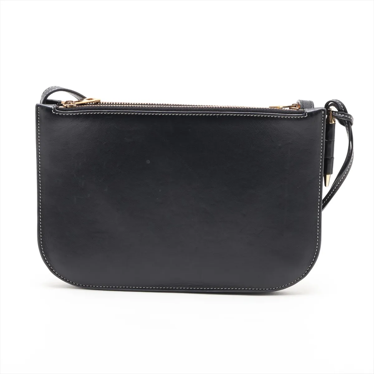 Gate Double Zip Leather Shoulder Bag, Black — view 2