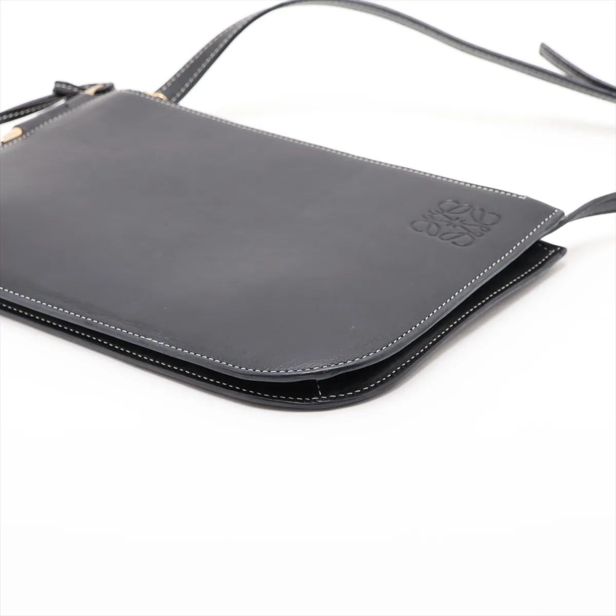 Gate Double Zip Leather Shoulder Bag, Black — view 3