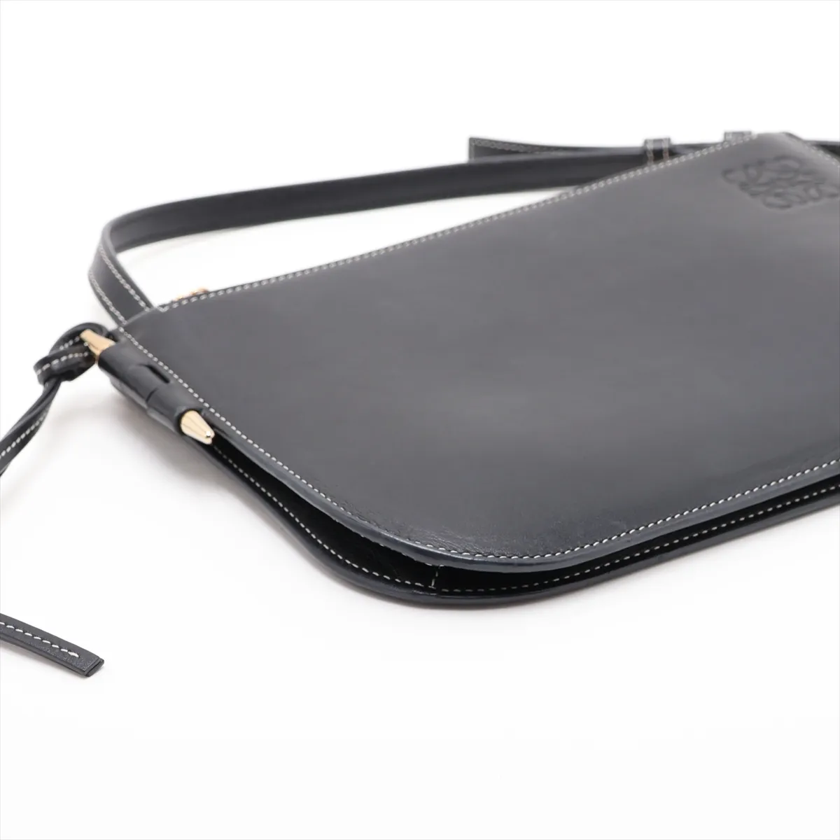 Gate Double Zip Leather Shoulder Bag, Black — view 4