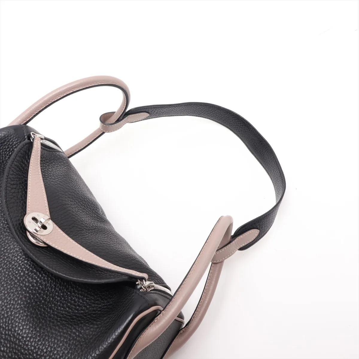 [Individually packaged] Hermes Lindy 30 Taurillon Clemence Black x Etoupe Silver Hardware K: 2007 — view 7