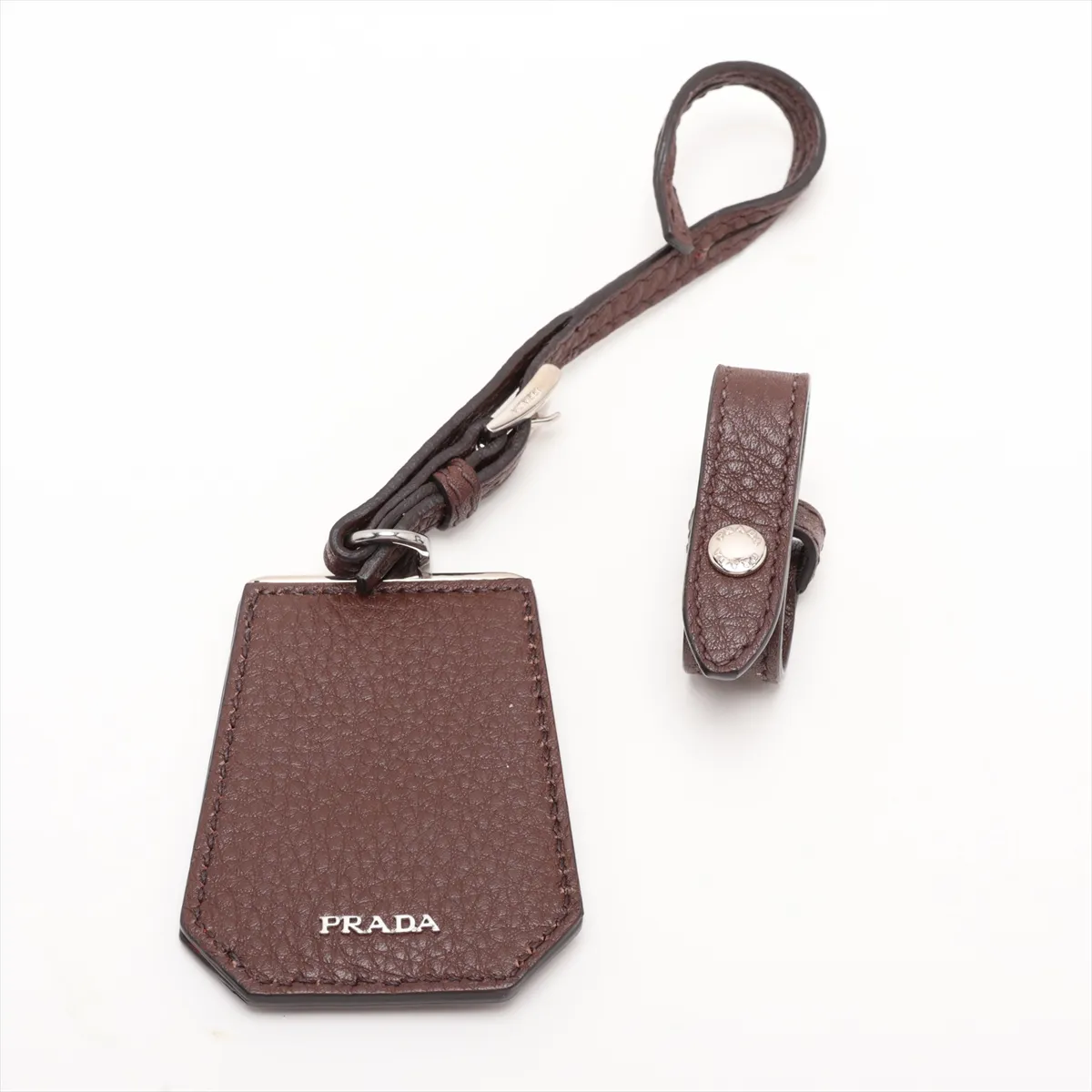 Leather 2-Way Handbag, Brown — view 12