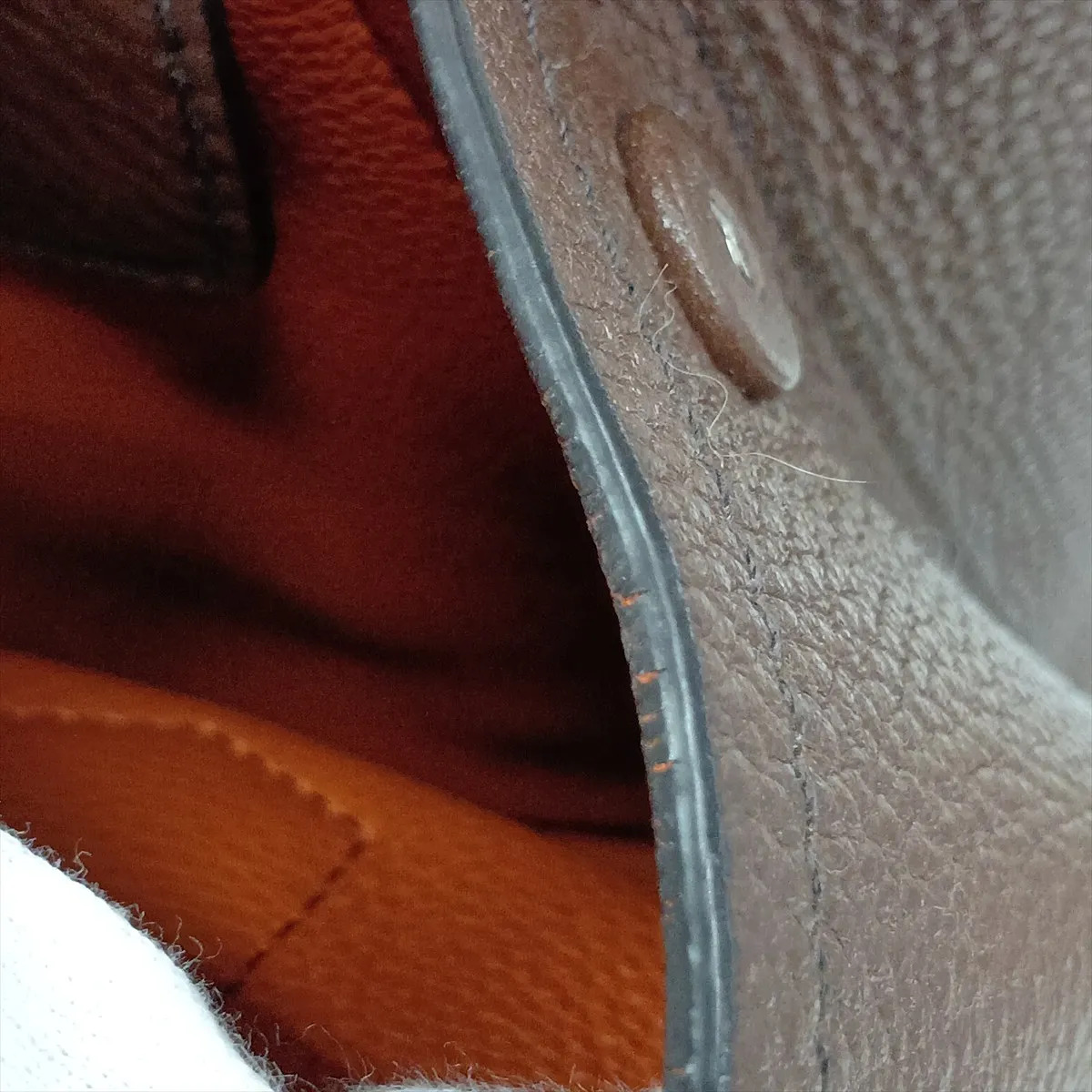 Leather 2-Way Handbag, Brown — view 15