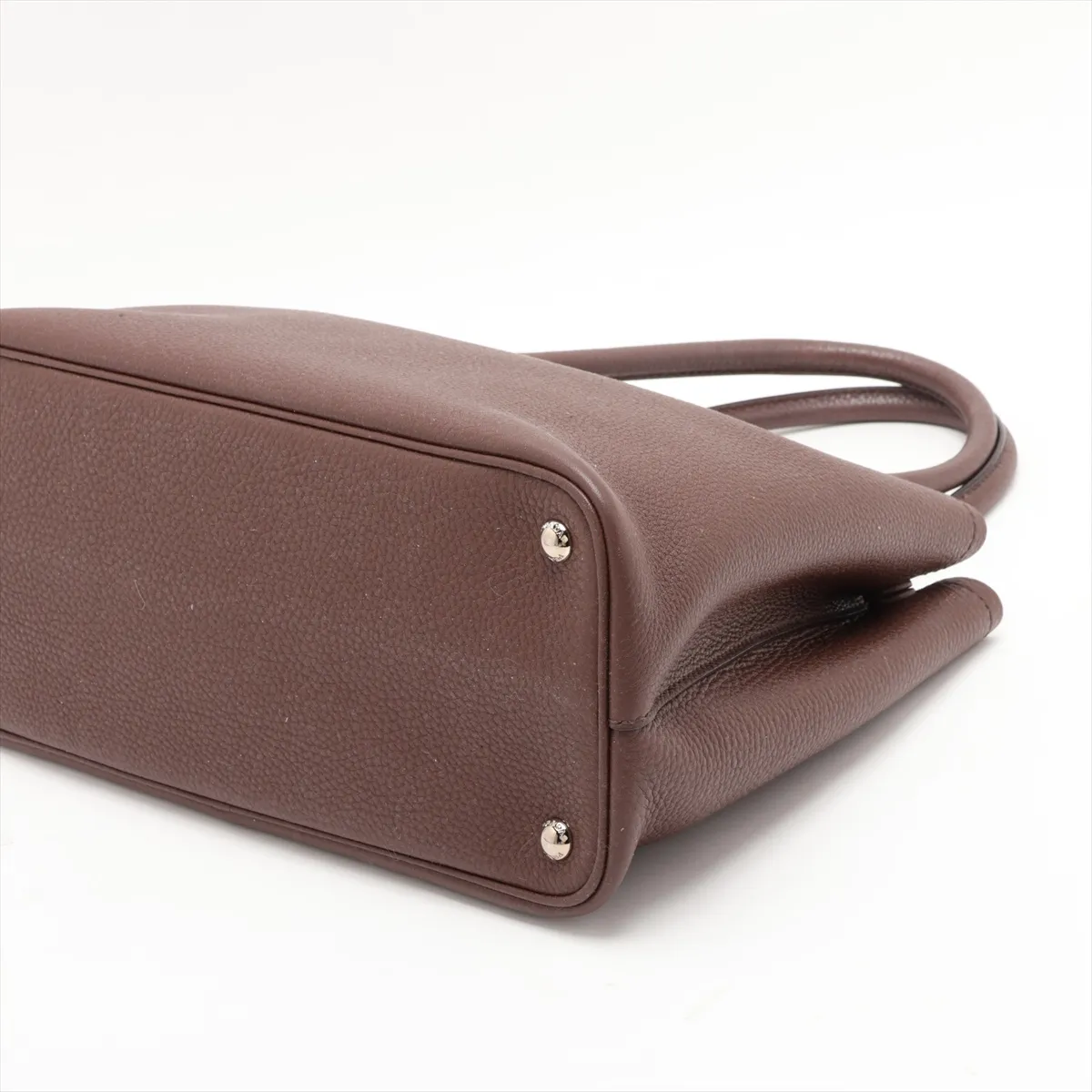 Leather 2-Way Handbag, Brown — view 3