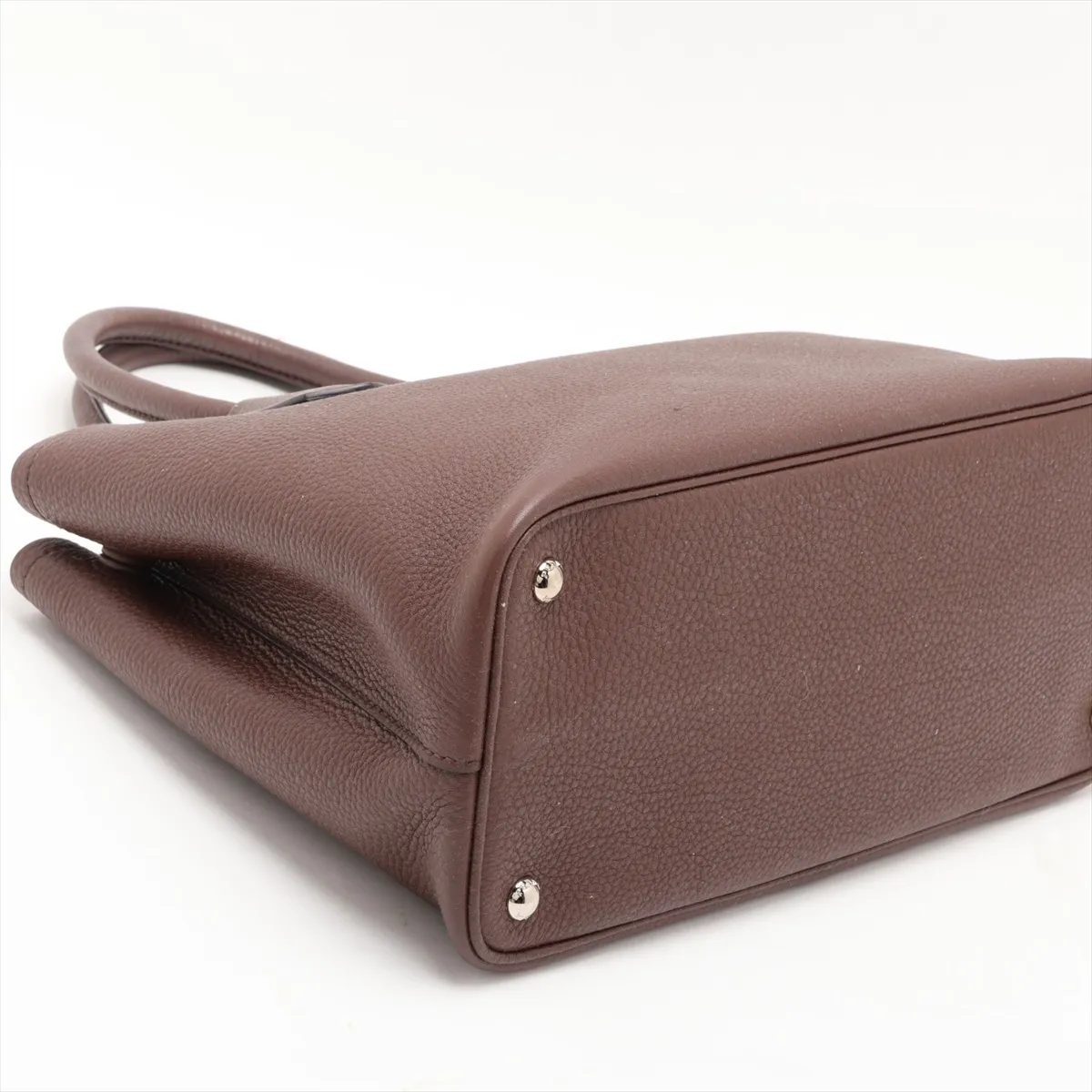 Leather 2-Way Handbag, Brown — view 4
