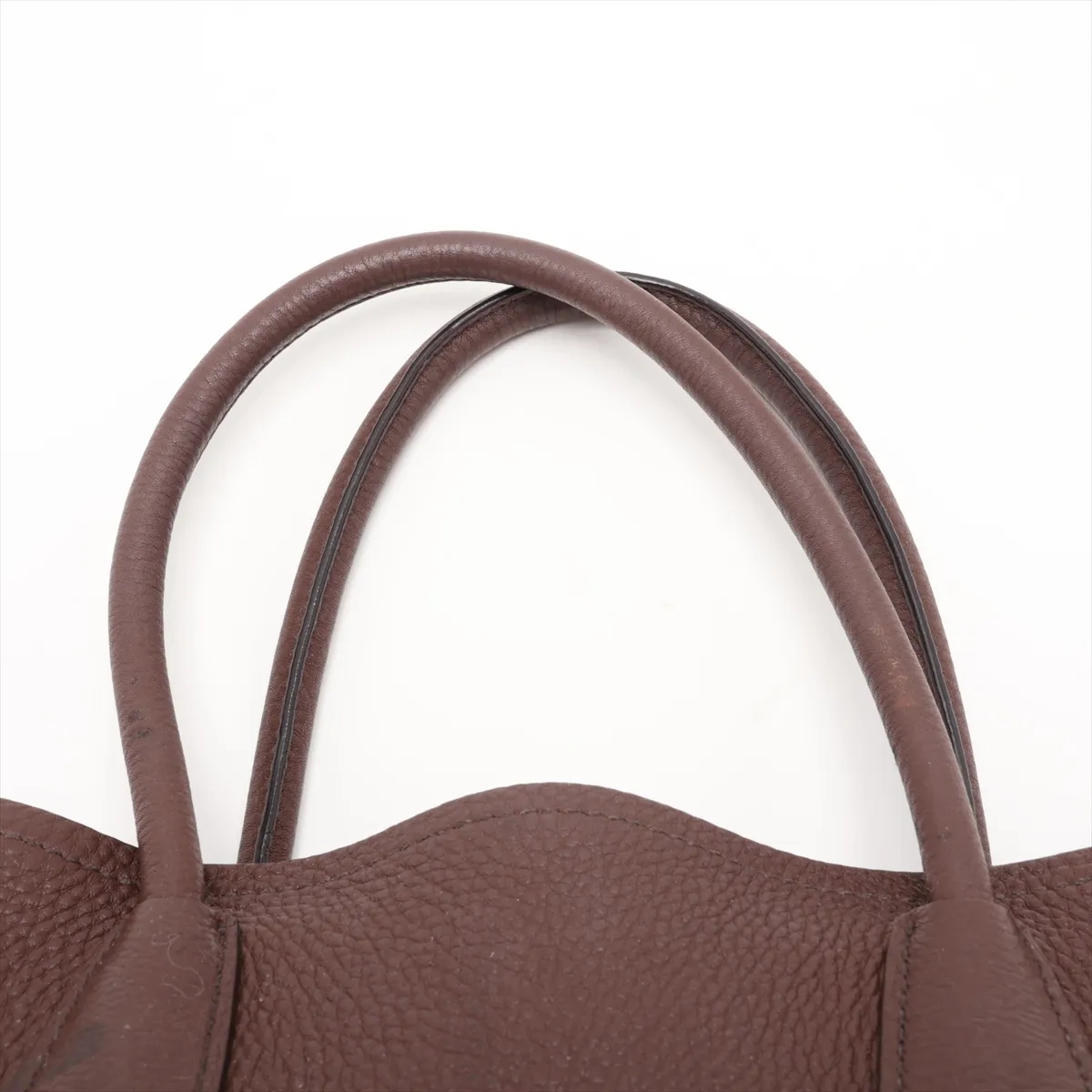 Leather 2-Way Handbag, Brown — view 6