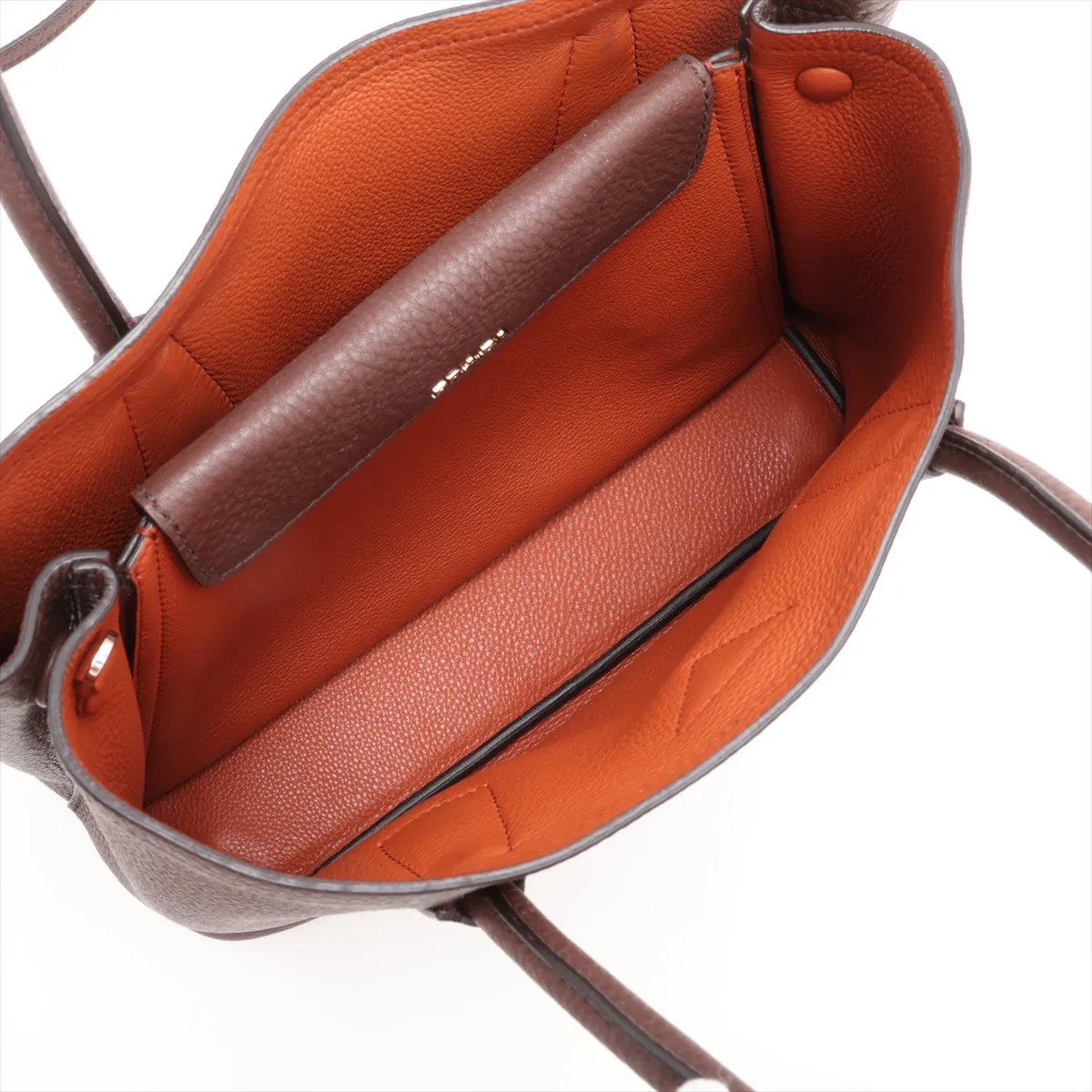 Leather 2-Way Handbag, Brown — view 10