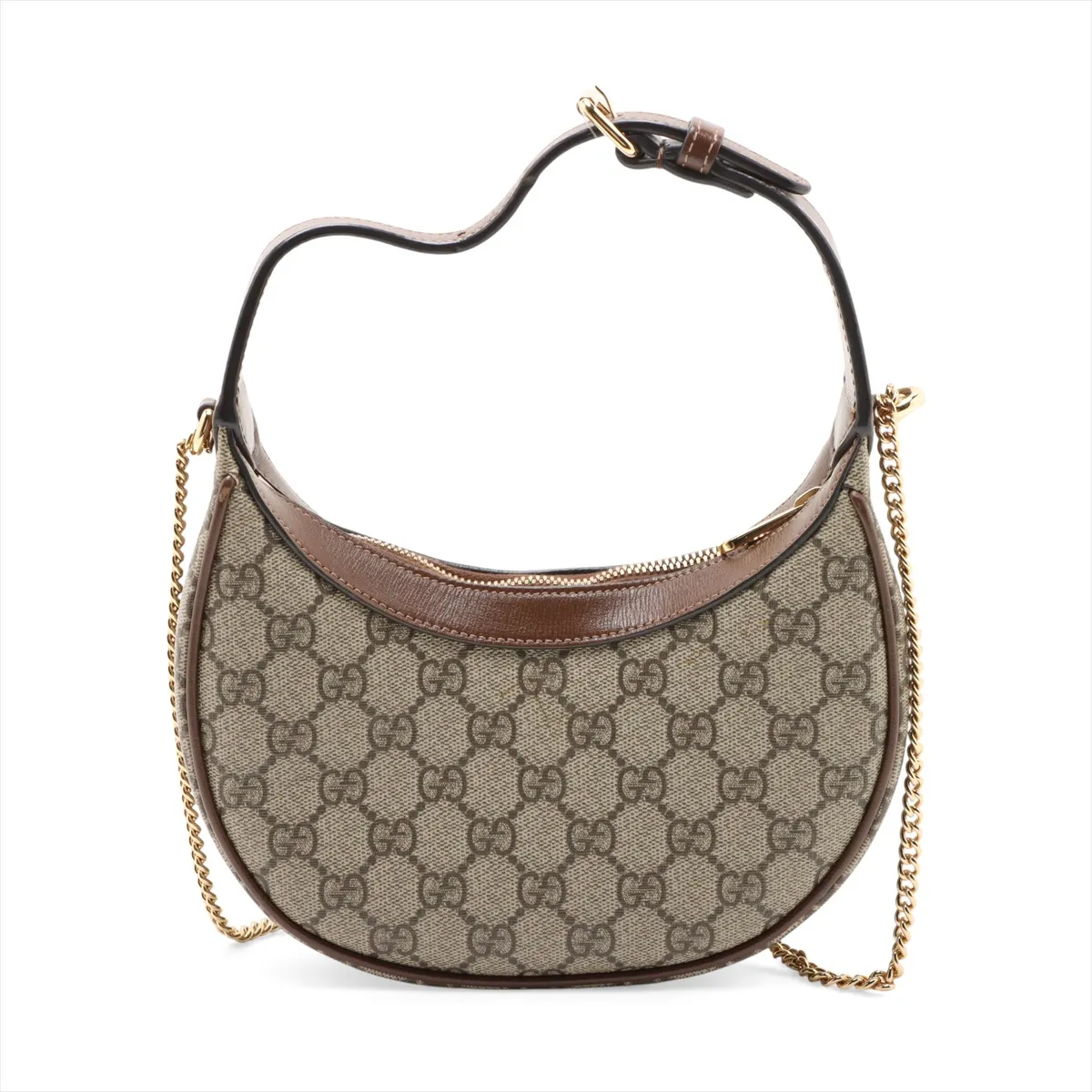 GG Supreme Half-Moon Shape PVC x Leather 2-Way Shoulder Bag, Brown, 726843 — view 2