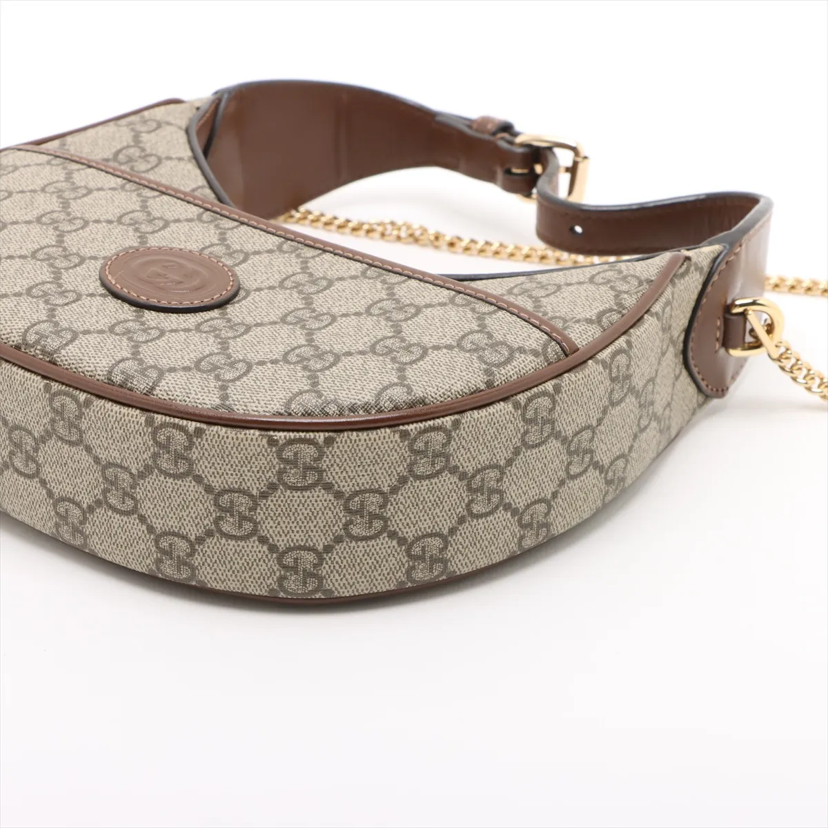 GG Supreme Half-Moon Shape PVC x Leather 2-Way Shoulder Bag, Brown, 726843 — view 3