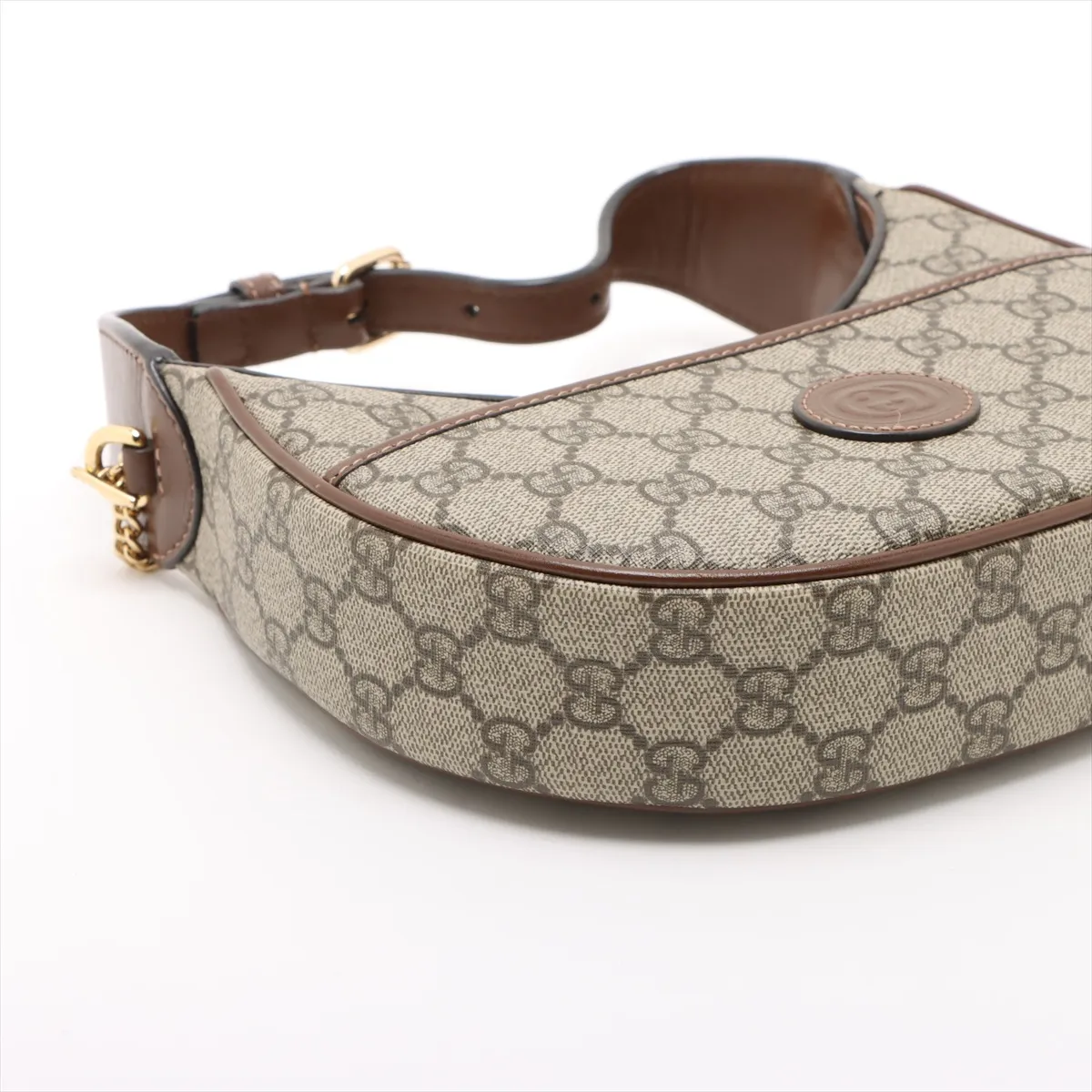 GG Supreme Half-Moon Shape PVC x Leather 2-Way Shoulder Bag, Brown, 726843 — view 4