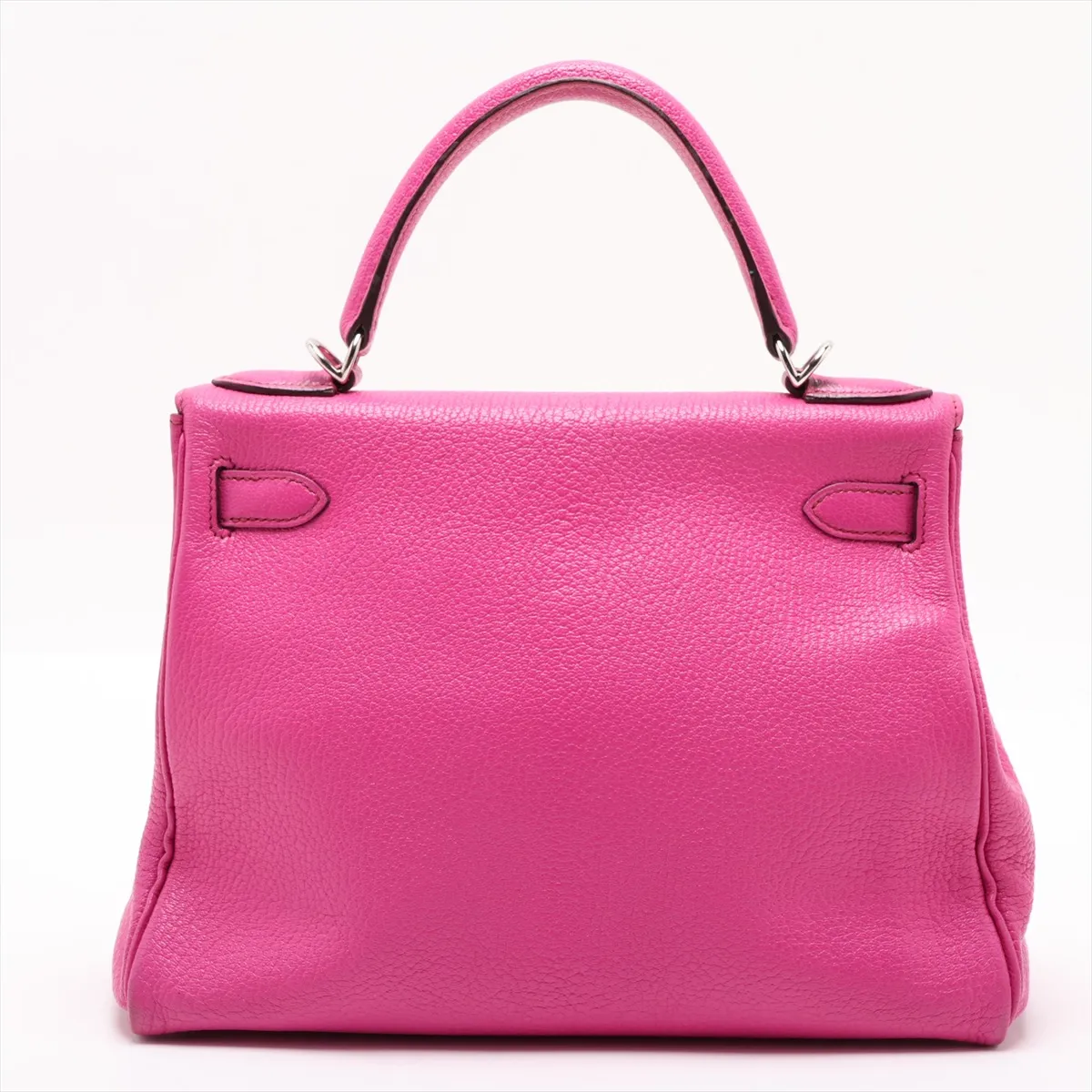 [Individually packaged] Hermes Kelly 28 Retourne Coromandel Fuchsia Pink Silver Hardware I: 2005 Clochette string torn — view 2