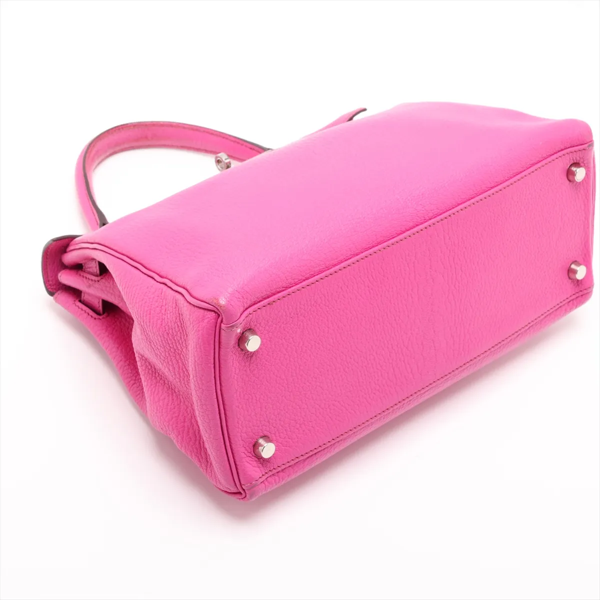 [Individually packaged] Hermes Kelly 28 Retourne Coromandel Fuchsia Pink Silver Hardware I: 2005 Clochette string torn — view 4
