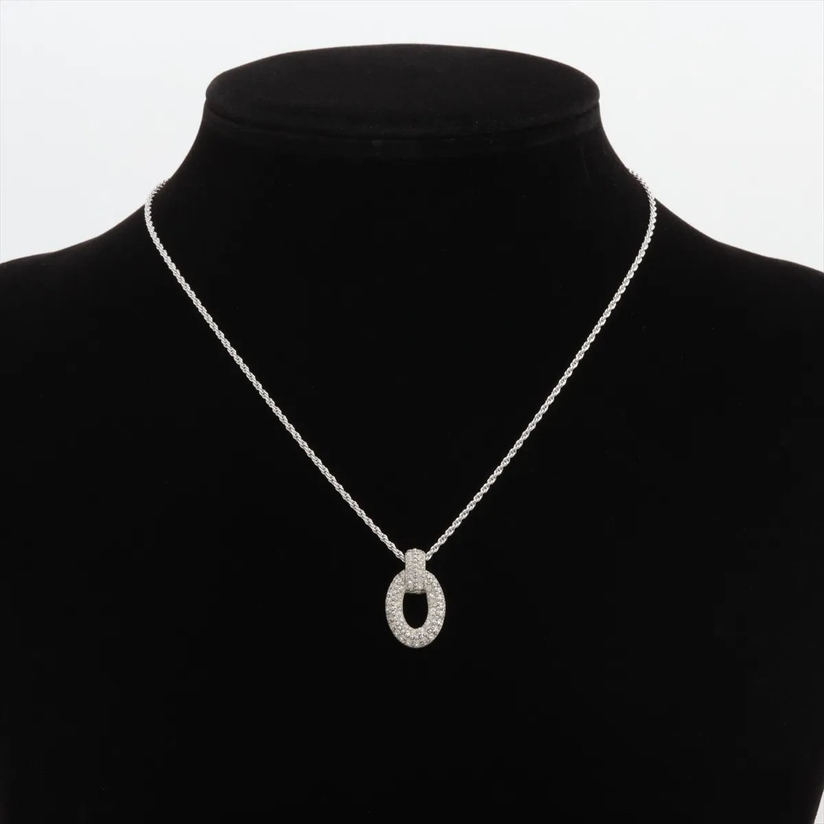 necklace, metal and rhinestones, silver. Shows — view 5