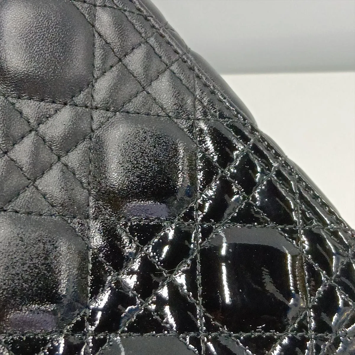 Lady Dior Cannage Leather x Patent Leather 2-Way Handbag, Black — view 13