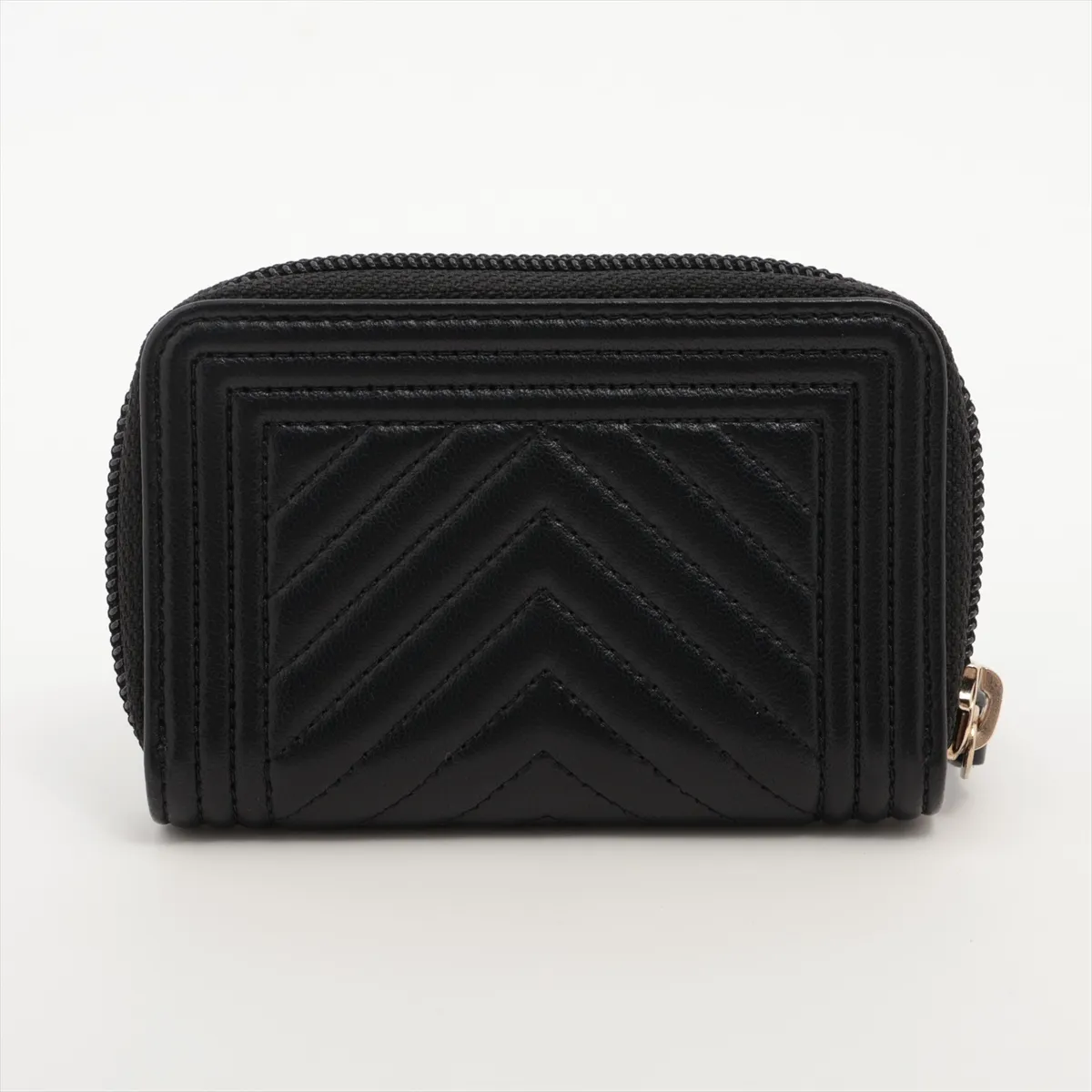 Boy Chanel Leather Coin Case, Black with Gold Hardware, 27371522 — view 2