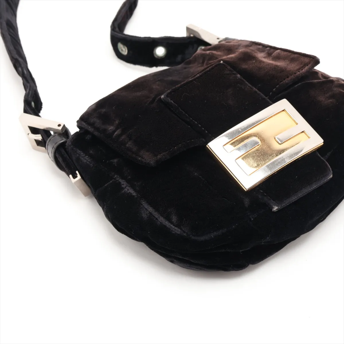 Mamma Bucket Velvet Shoulder Bag, Black, 26571 — view 4