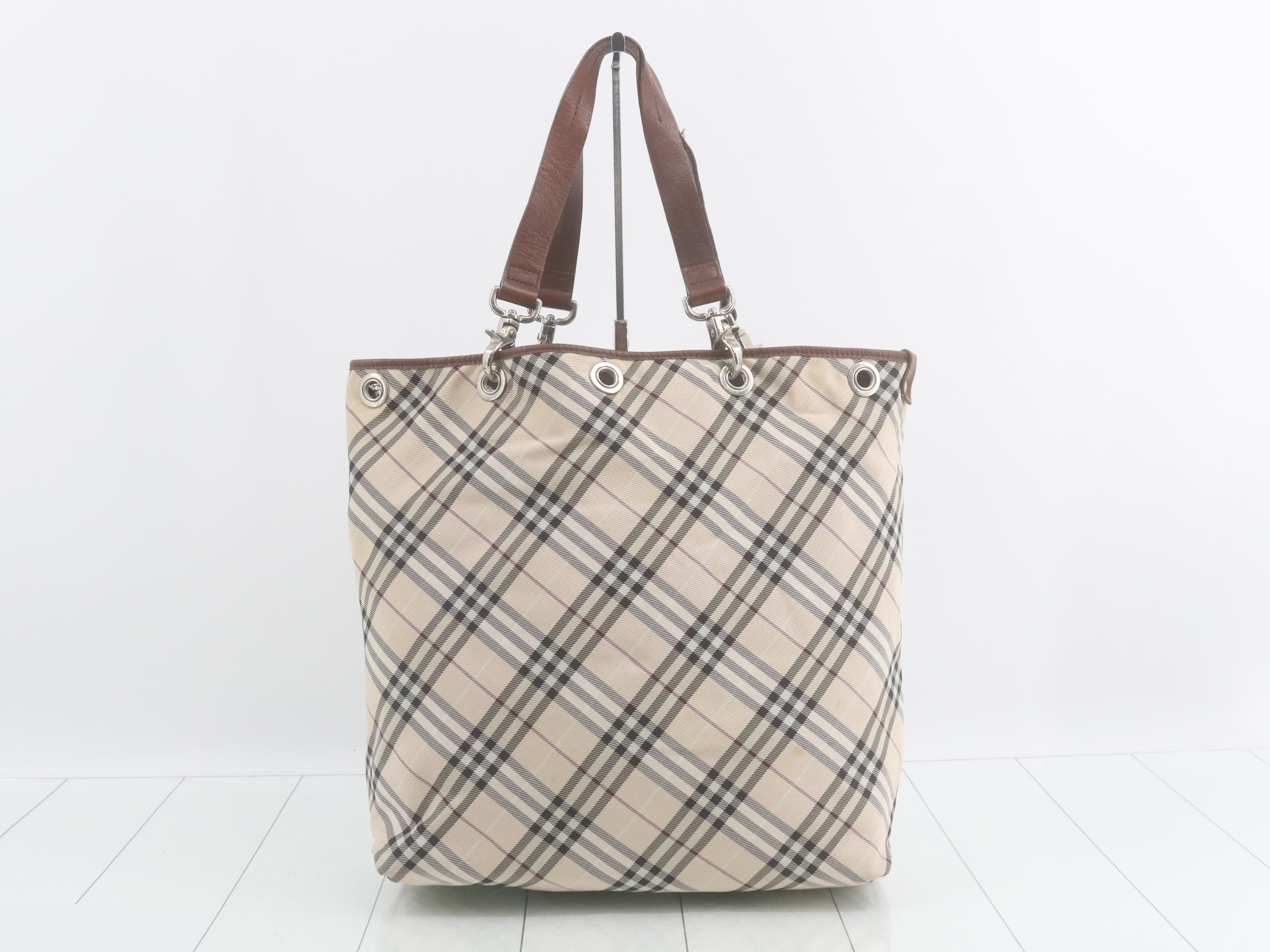 Blue Label Check Pattern Tote Bag