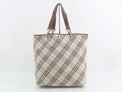 Blue Label Check Pattern Tote Bag