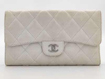 SLG CAVIAR SKIN LONG WALLET TRIFOLD WHITE NO.12 W/CARD 12879912 Wallet