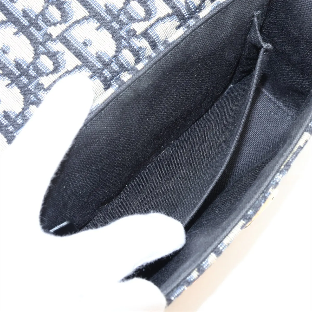 Oblique Montaigne 30 Canvas x Leather Shoulder Bag, Navy — view 7