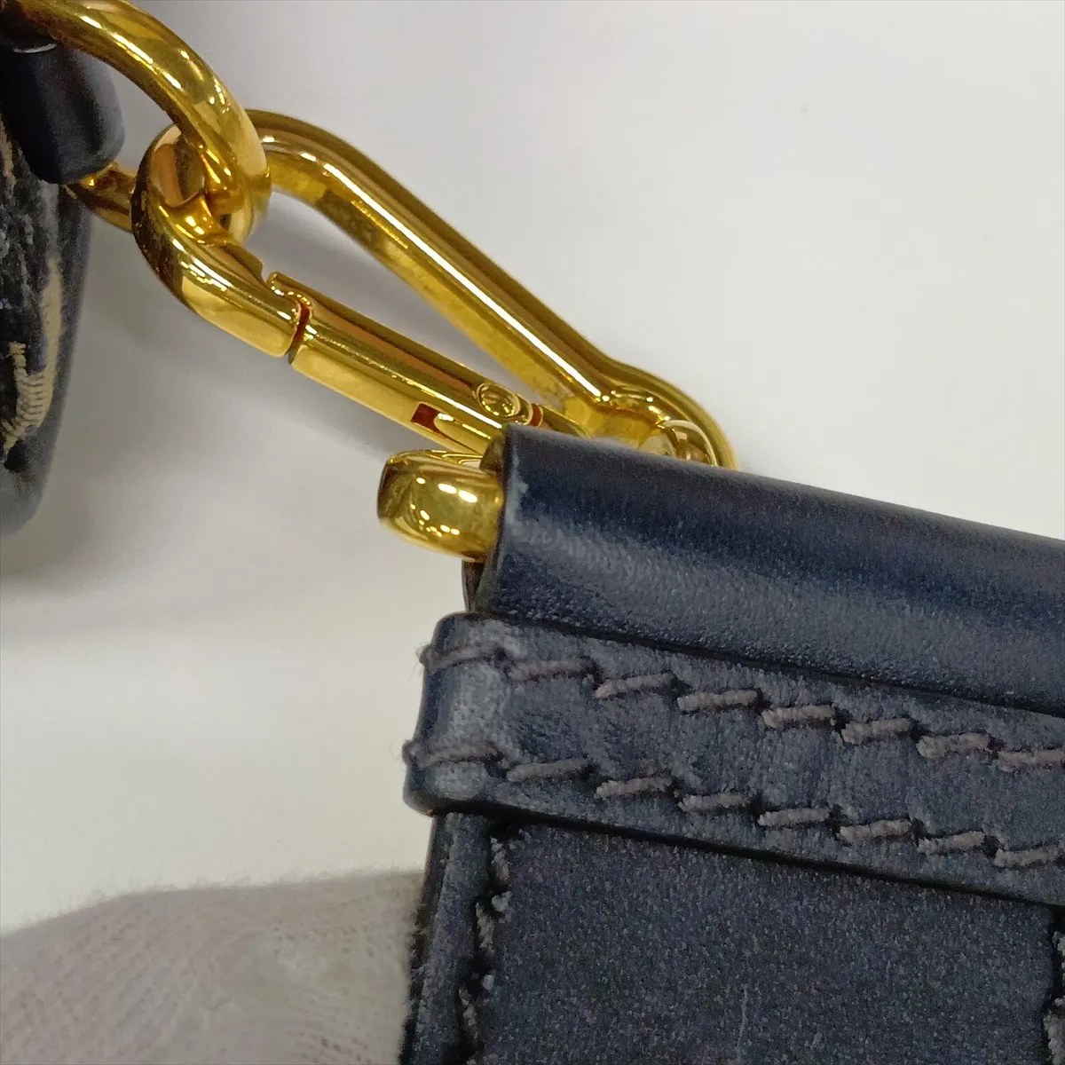 Oblique Montaigne 30 Canvas x Leather Shoulder Bag, Navy — view 10