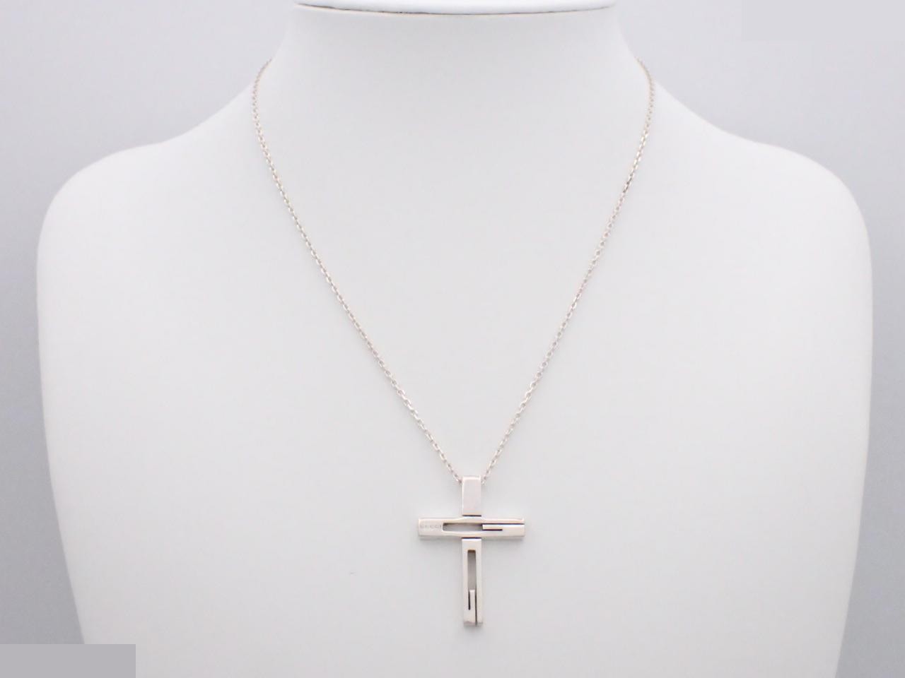 Cutout G Cross Necklace, 925 Sterling Silver, 11.4g, Chain approx. 46cm — view 3