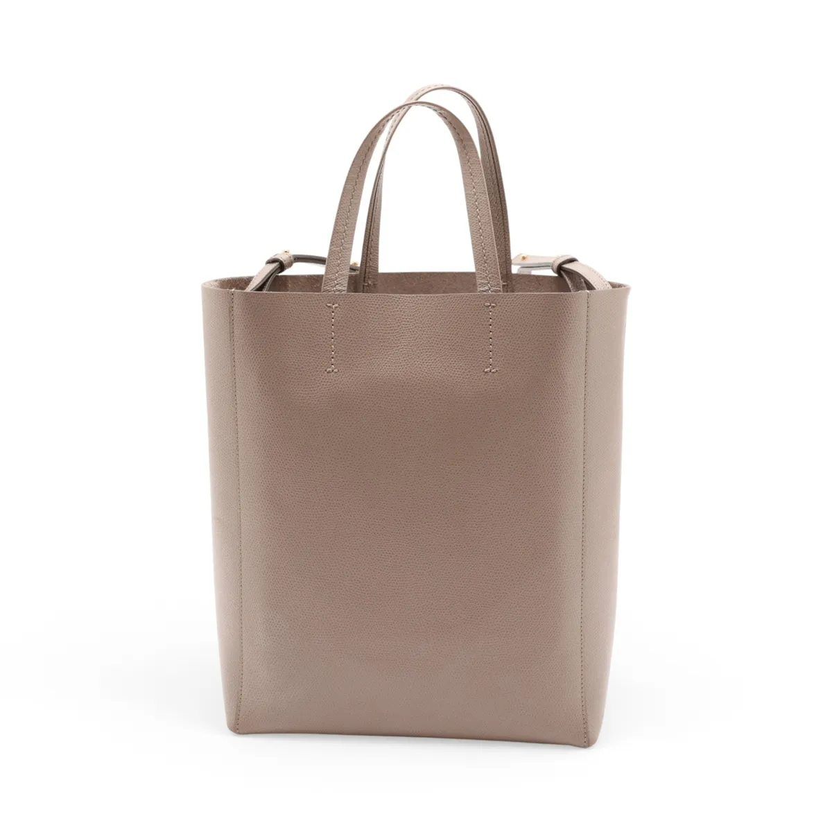Vertical Cabas Small Leather 2-Way Handbag, Beige — view 2