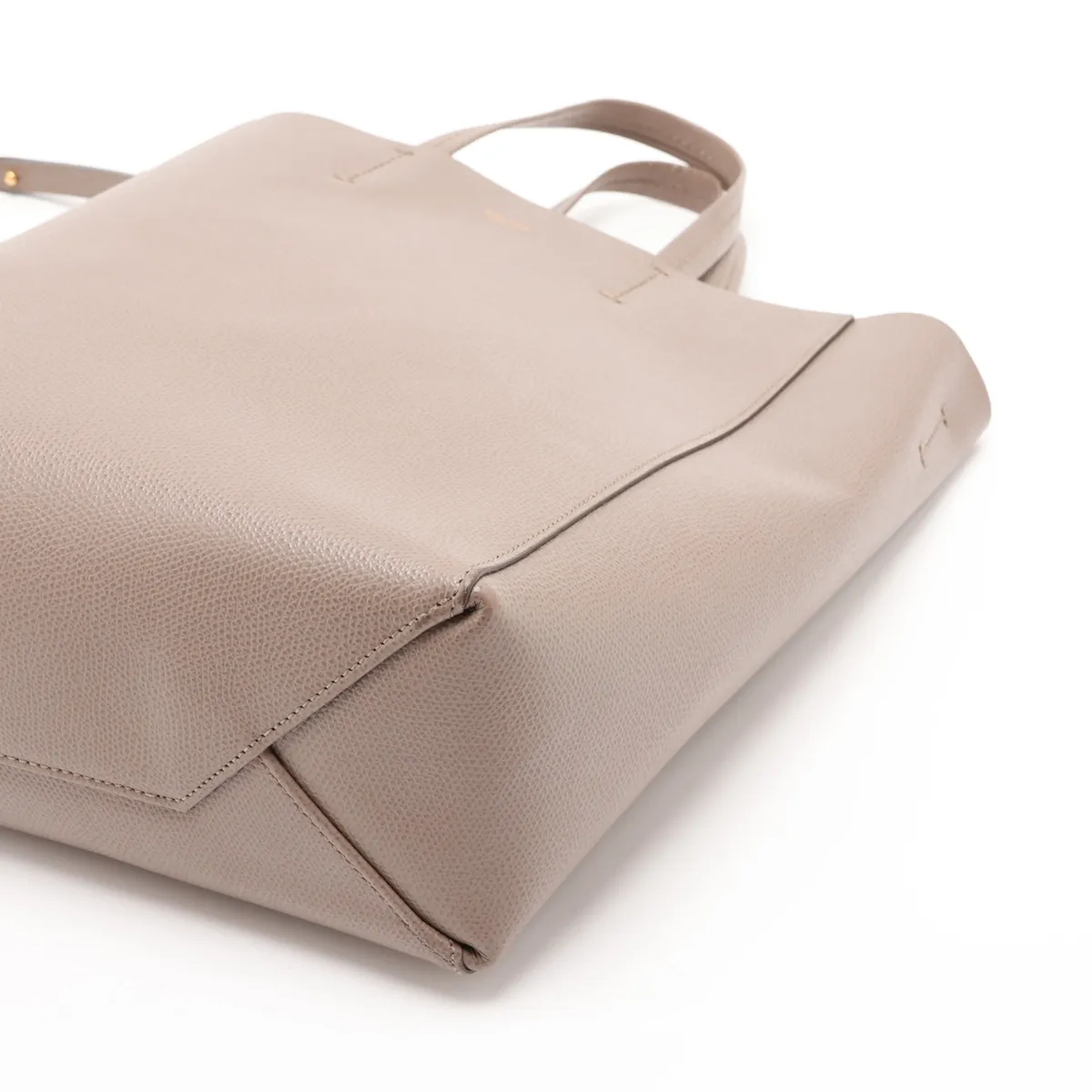 Vertical Cabas Small Leather 2-Way Handbag, Beige — view 3