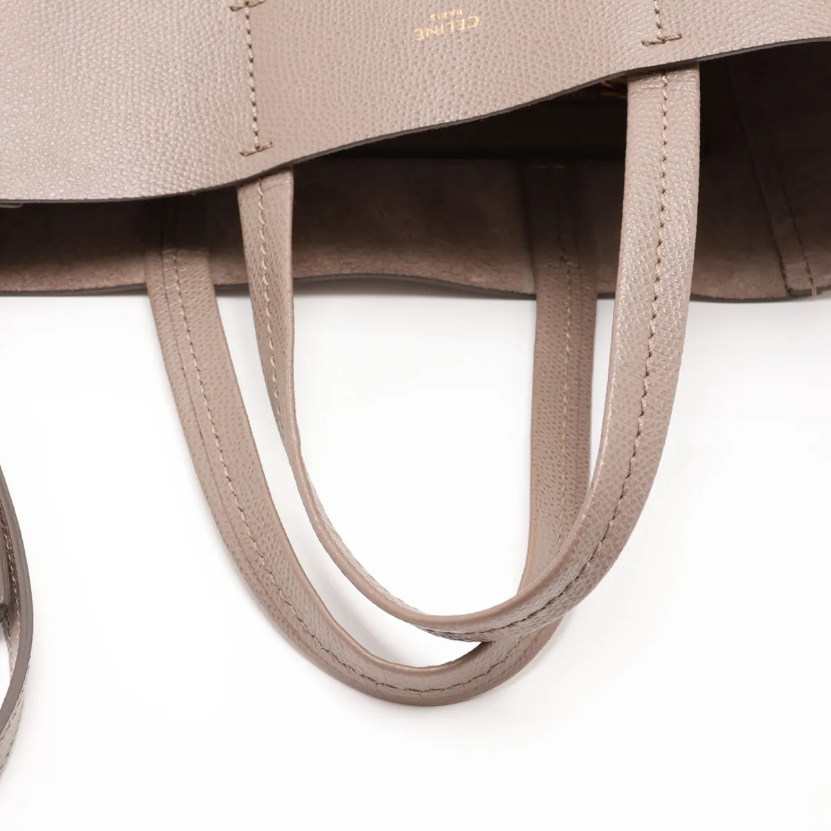 Vertical Cabas Small Leather 2-Way Handbag, Beige — view 5