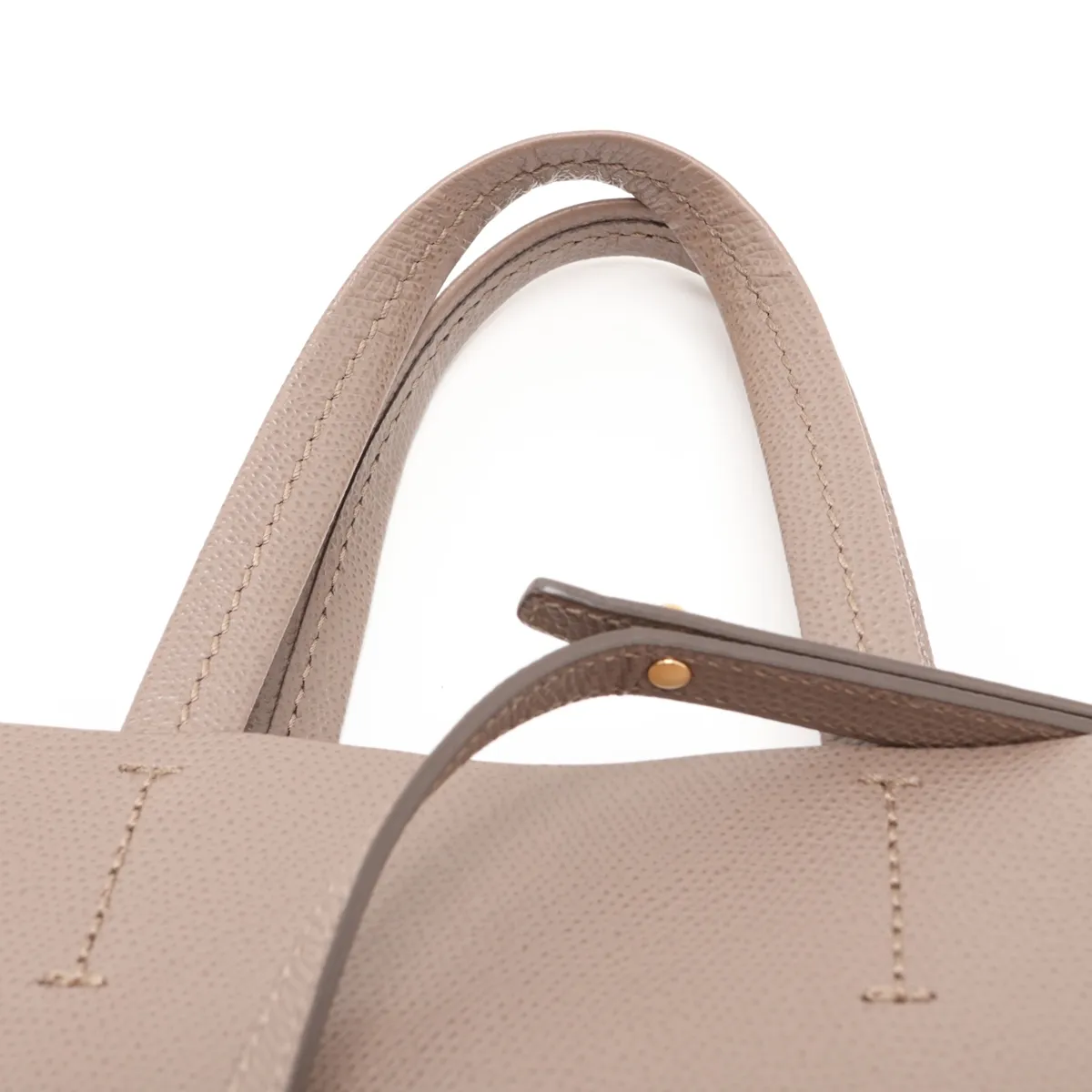 Vertical Cabas Small Leather 2-Way Handbag, Beige — view 6
