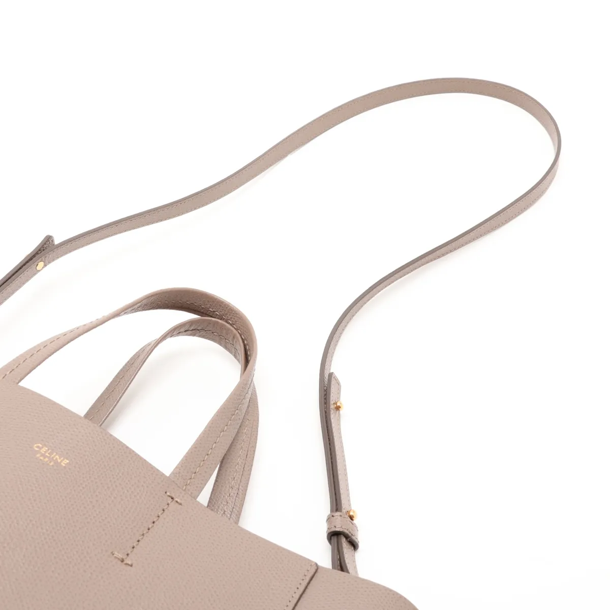 Vertical Cabas Small Leather 2-Way Handbag, Beige — view 7