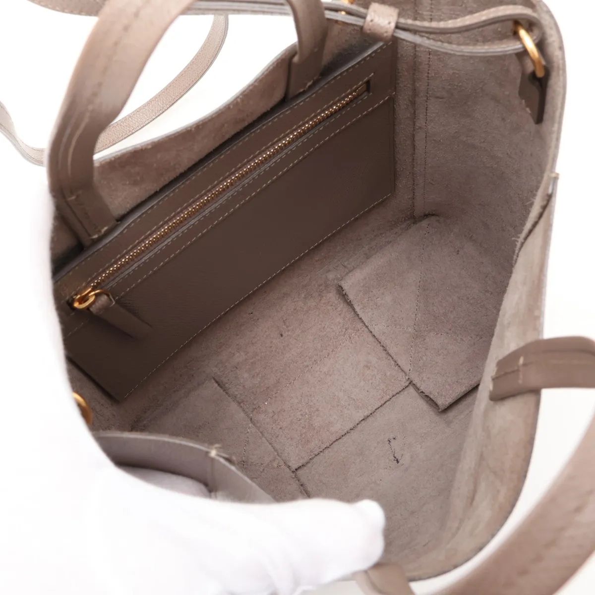 Vertical Cabas Small Leather 2-Way Handbag, Beige — view 8