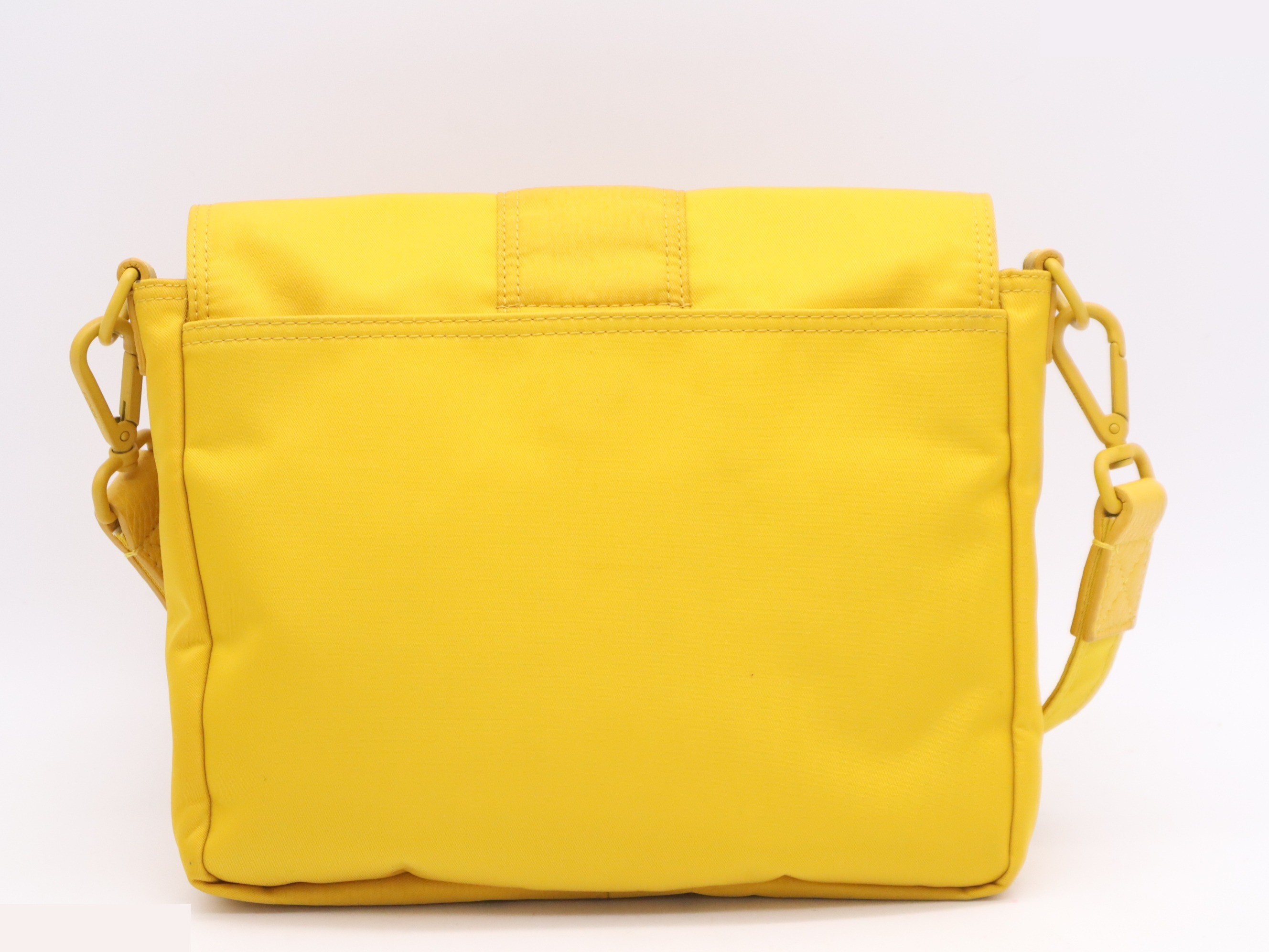 Nylon Mamma Bucket Messenger Bag, Yellow, Silver Hardware — view 2