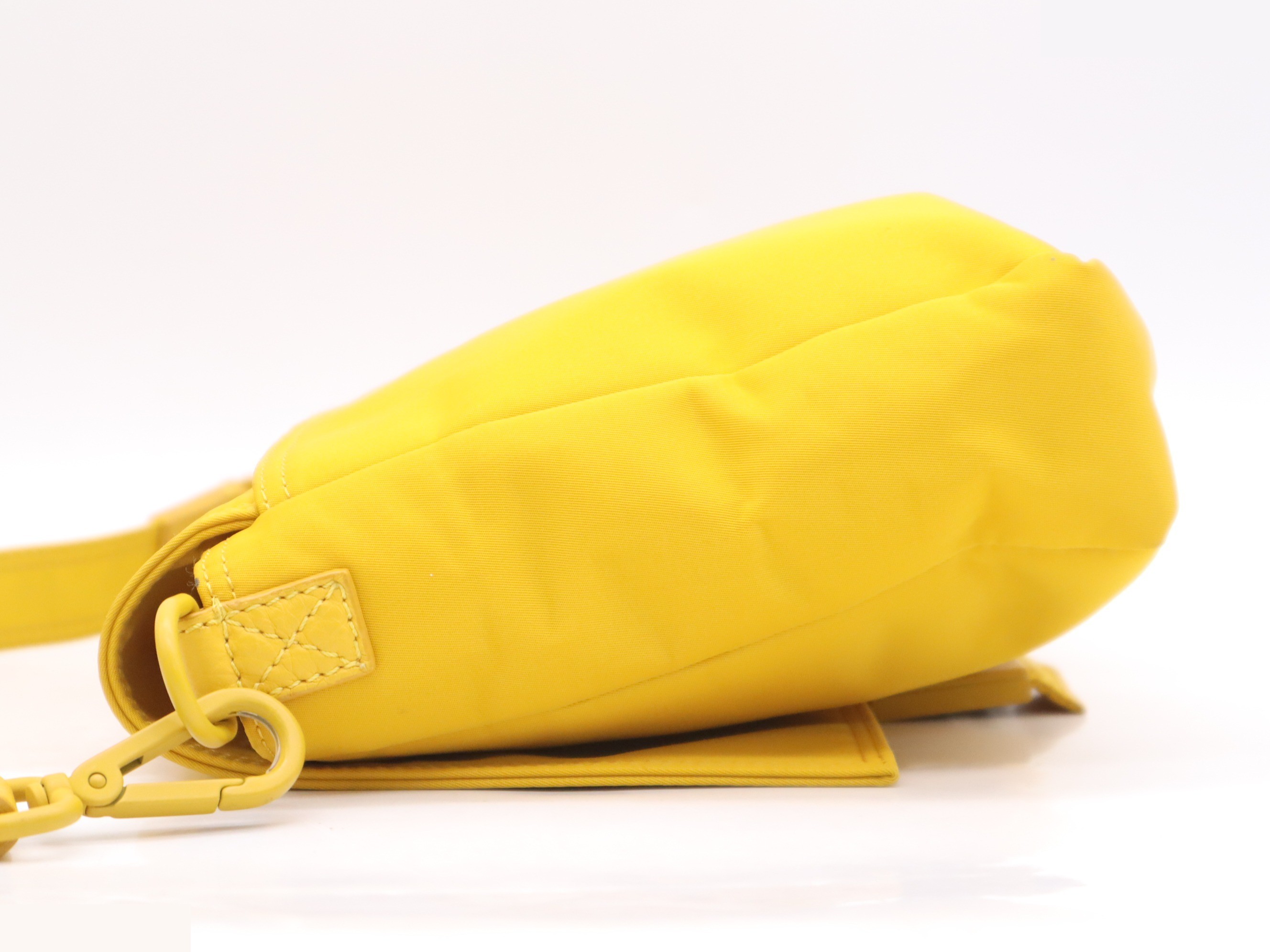 Nylon Mamma Bucket Messenger Bag, Yellow, Silver Hardware — view 3