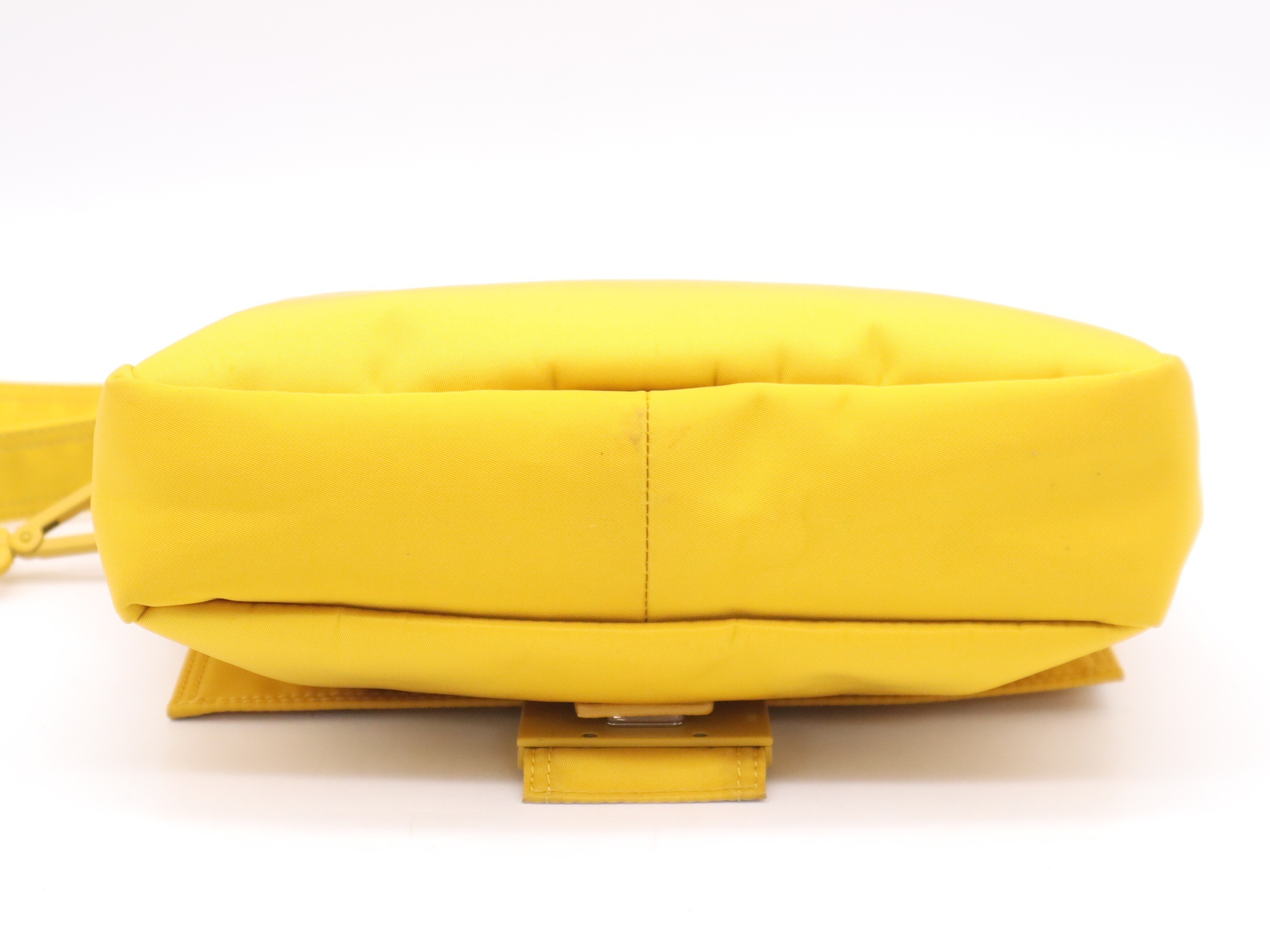 Nylon Mamma Bucket Messenger Bag, Yellow, Silver Hardware — view 4