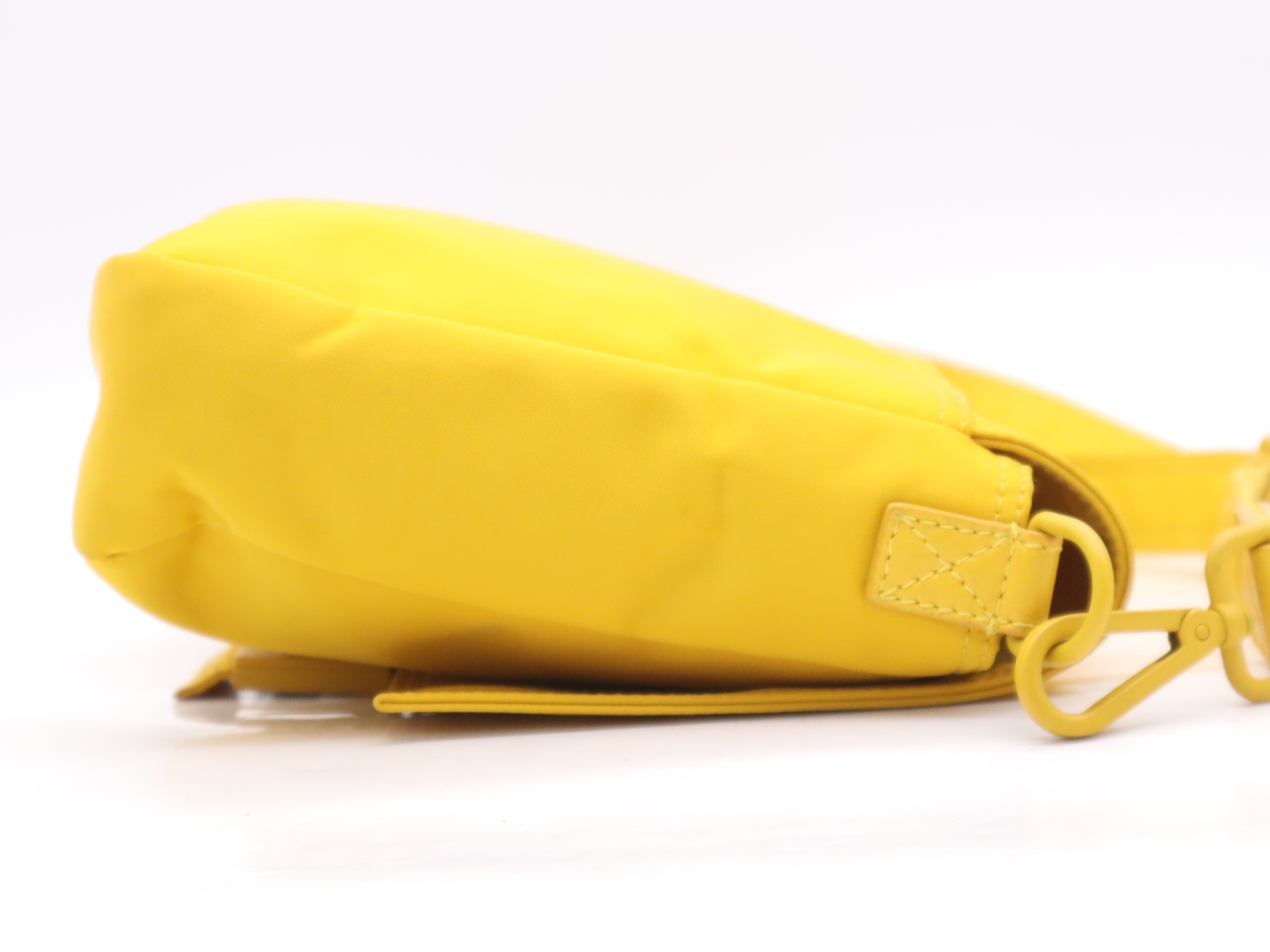 Nylon Mamma Bucket Messenger Bag, Yellow, Silver Hardware — view 5