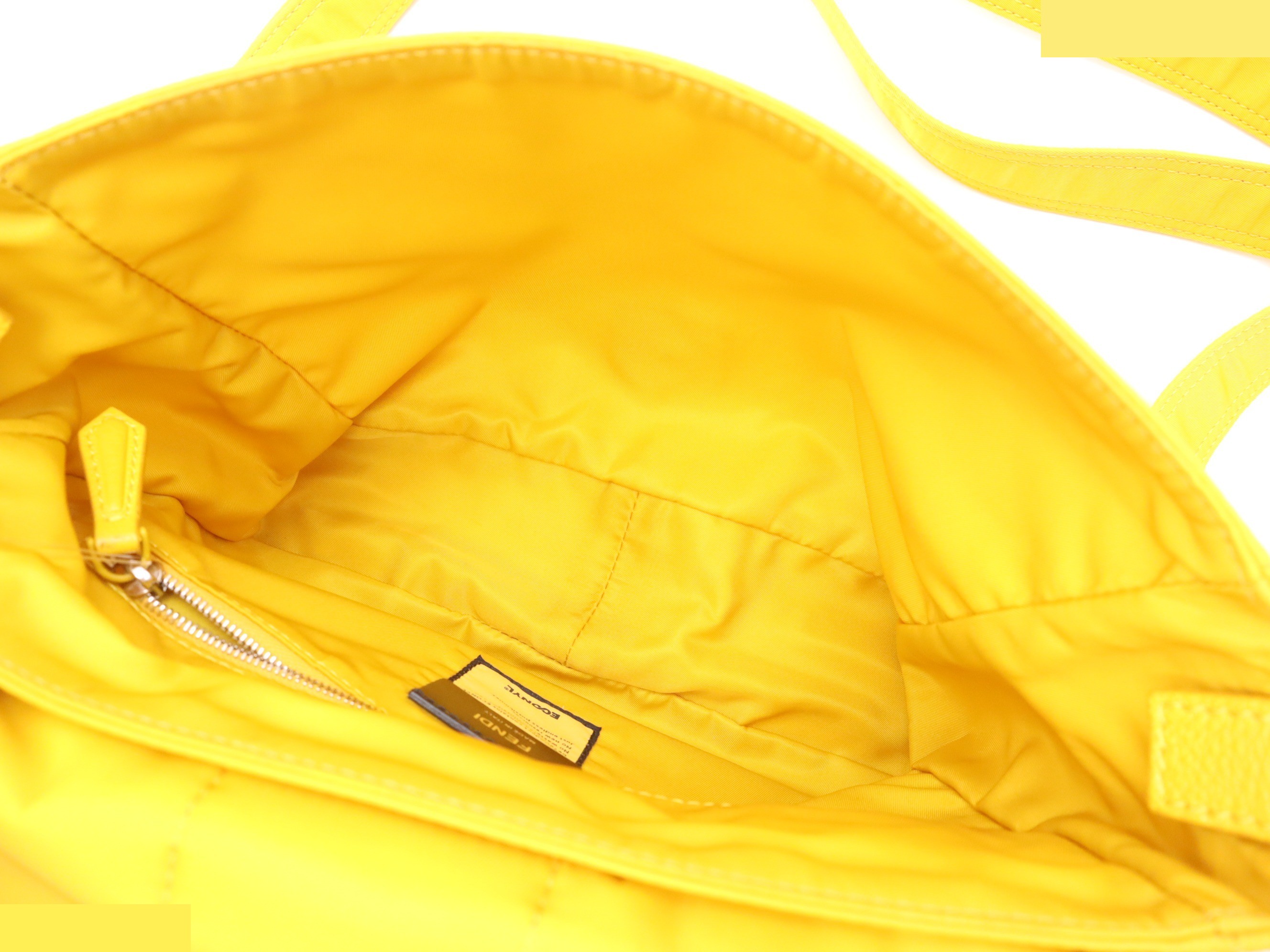 Nylon Mamma Bucket Messenger Bag, Yellow, Silver Hardware — view 6