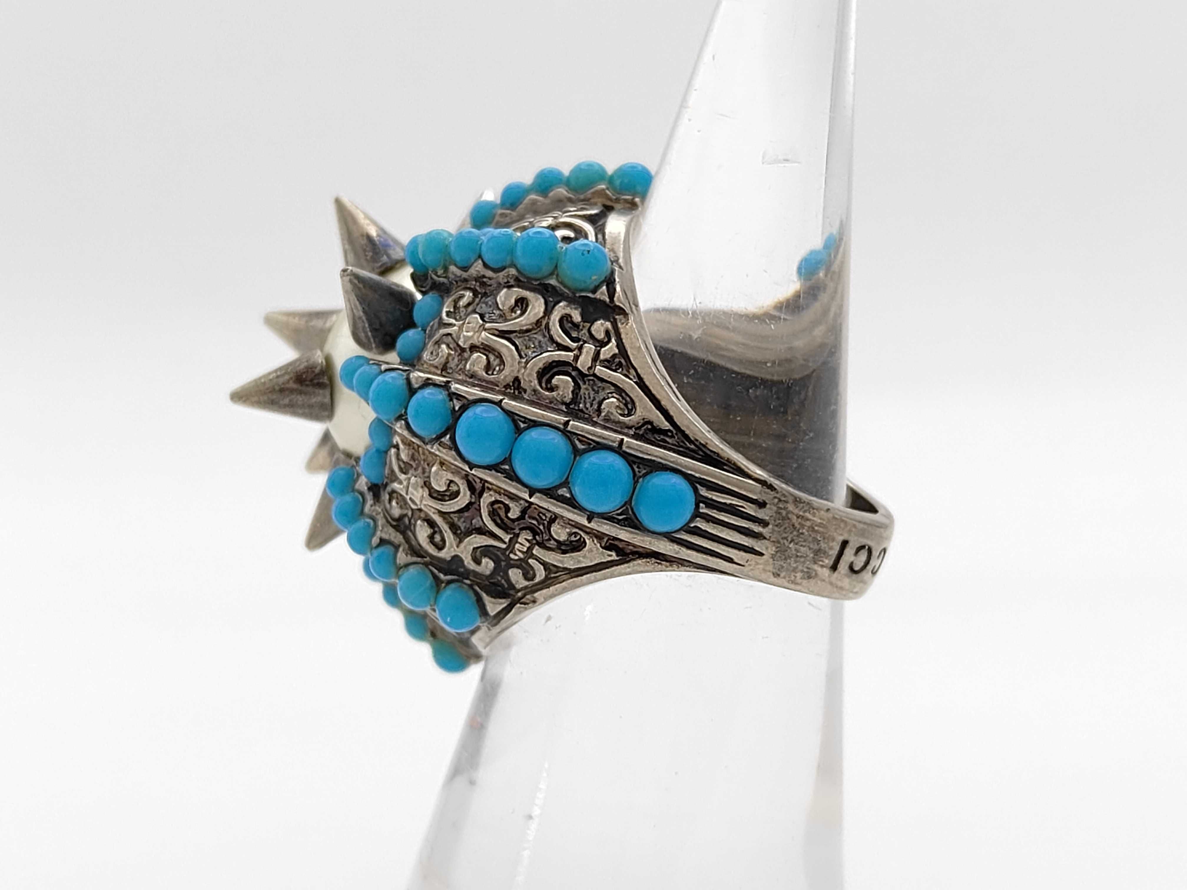 turquoise silver ring — view 2