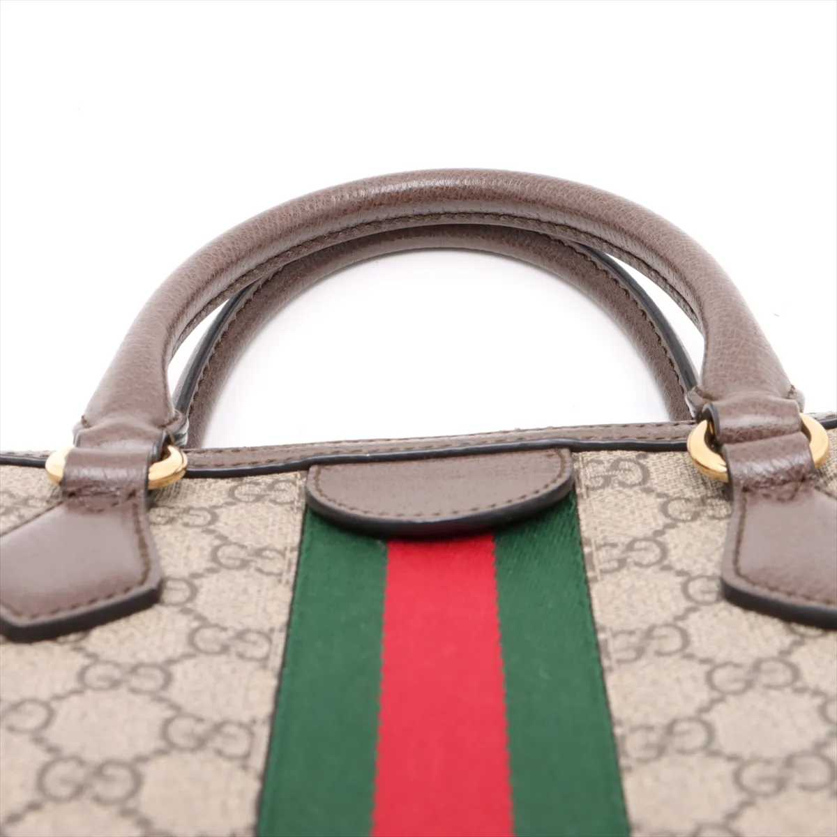 GG Supreme Ophidia PVC x Leather 2WAY Handbag Beige x Brown 524532 — view 6
