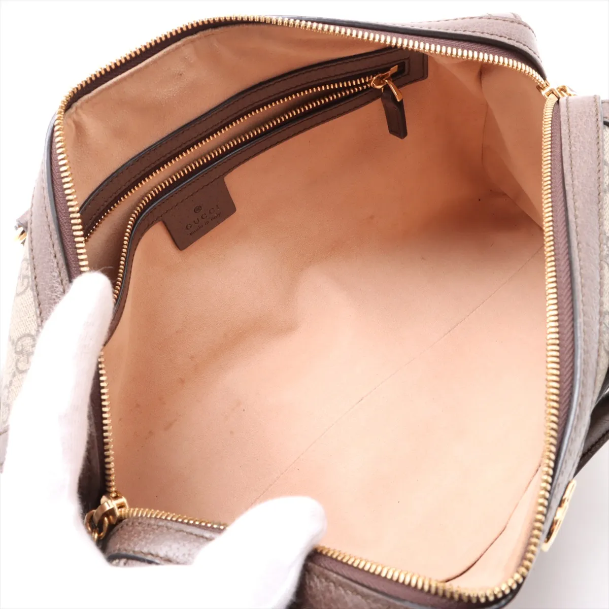 GG Supreme Ophidia PVC x Leather 2WAY Handbag Beige x Brown 524532 — view 8