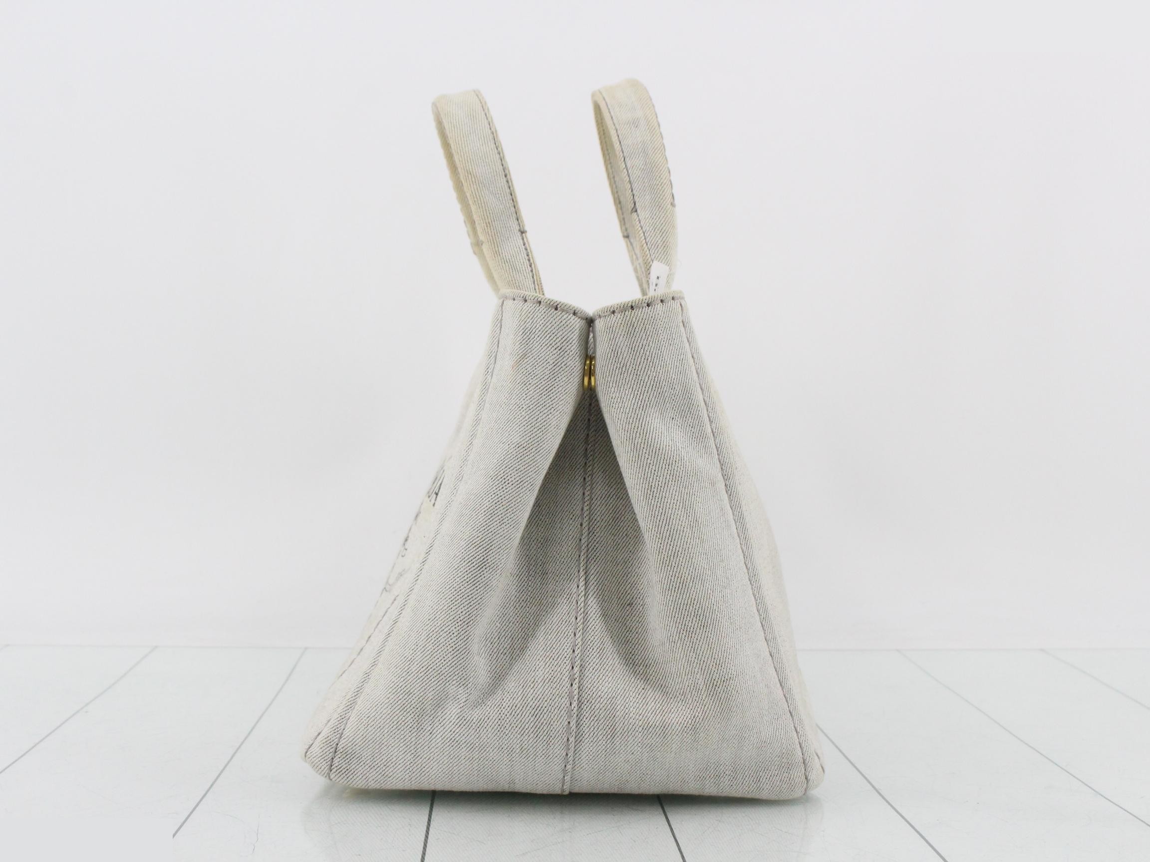 Canapa M Denim White Tote — view 3